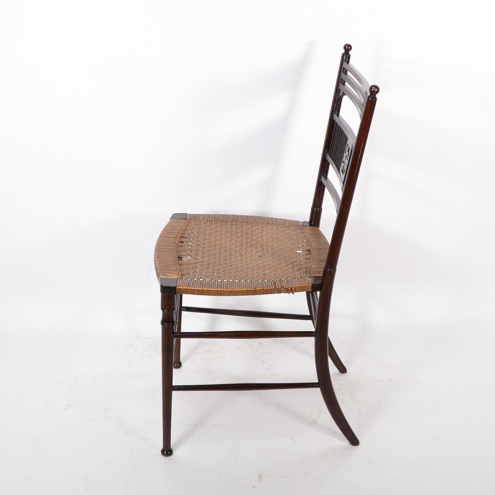 Late 19th Century H W Batley. Collinson & Lock. An Aesthetic Movement side chair with floral decor For Sale