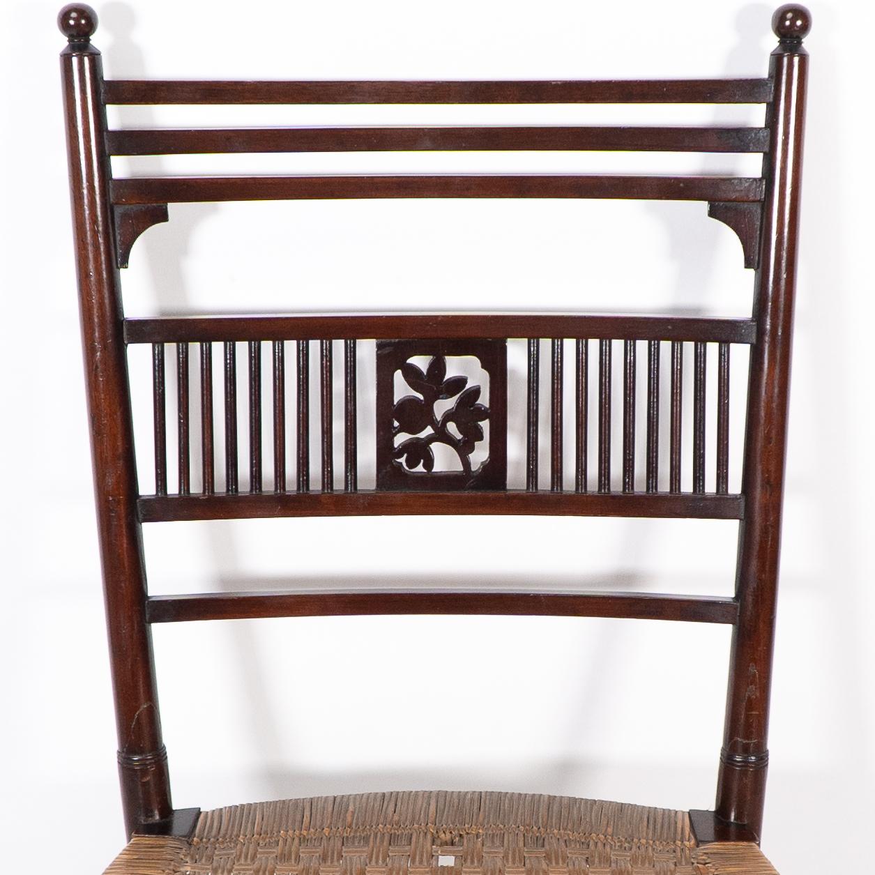 H W Batley. Collinson & Lock. An Aesthetic Movement side chair with floral decor For Sale 1