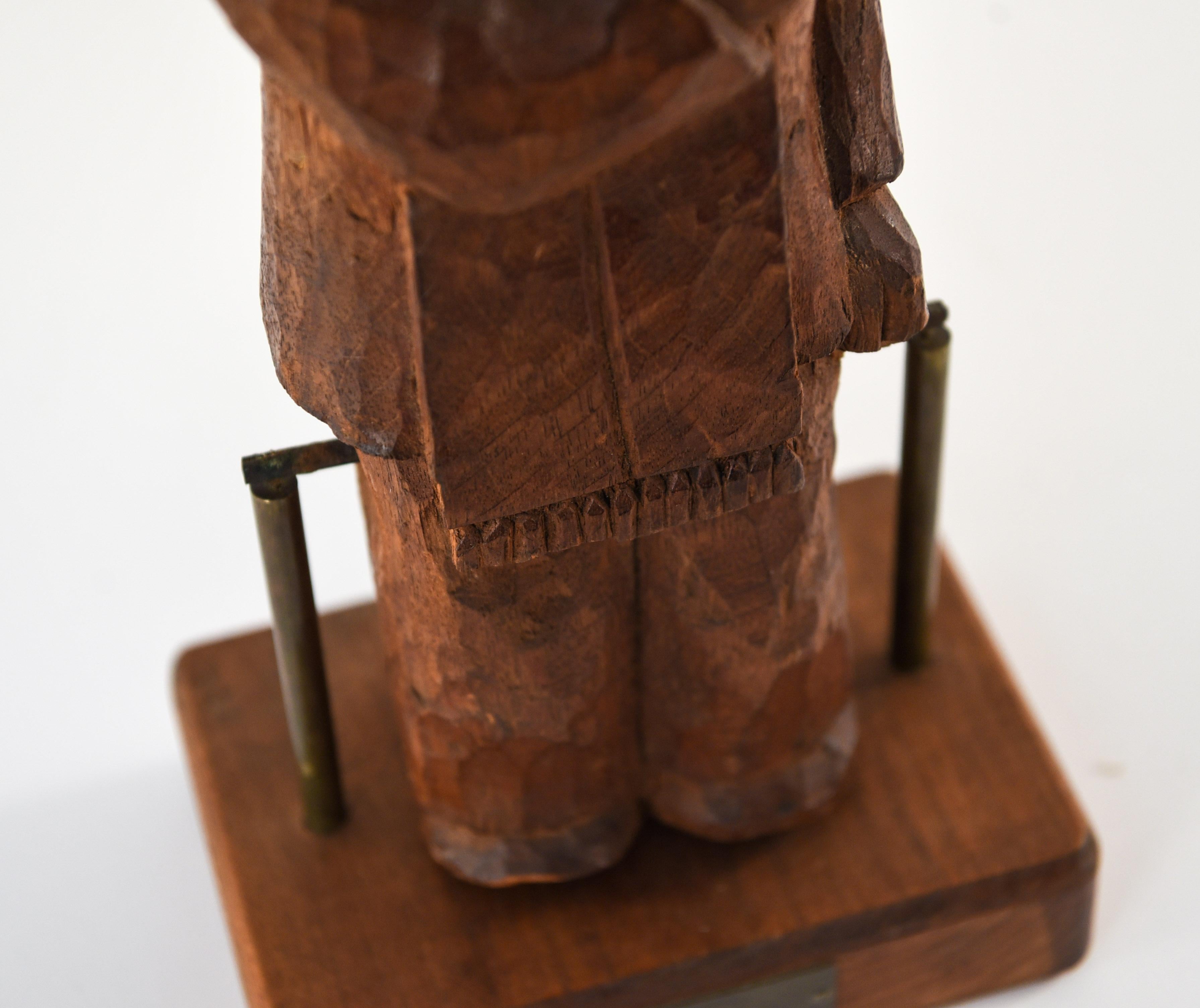20th Century H. W. Hauptman Wooden Kinetic Rabbi Sculpture