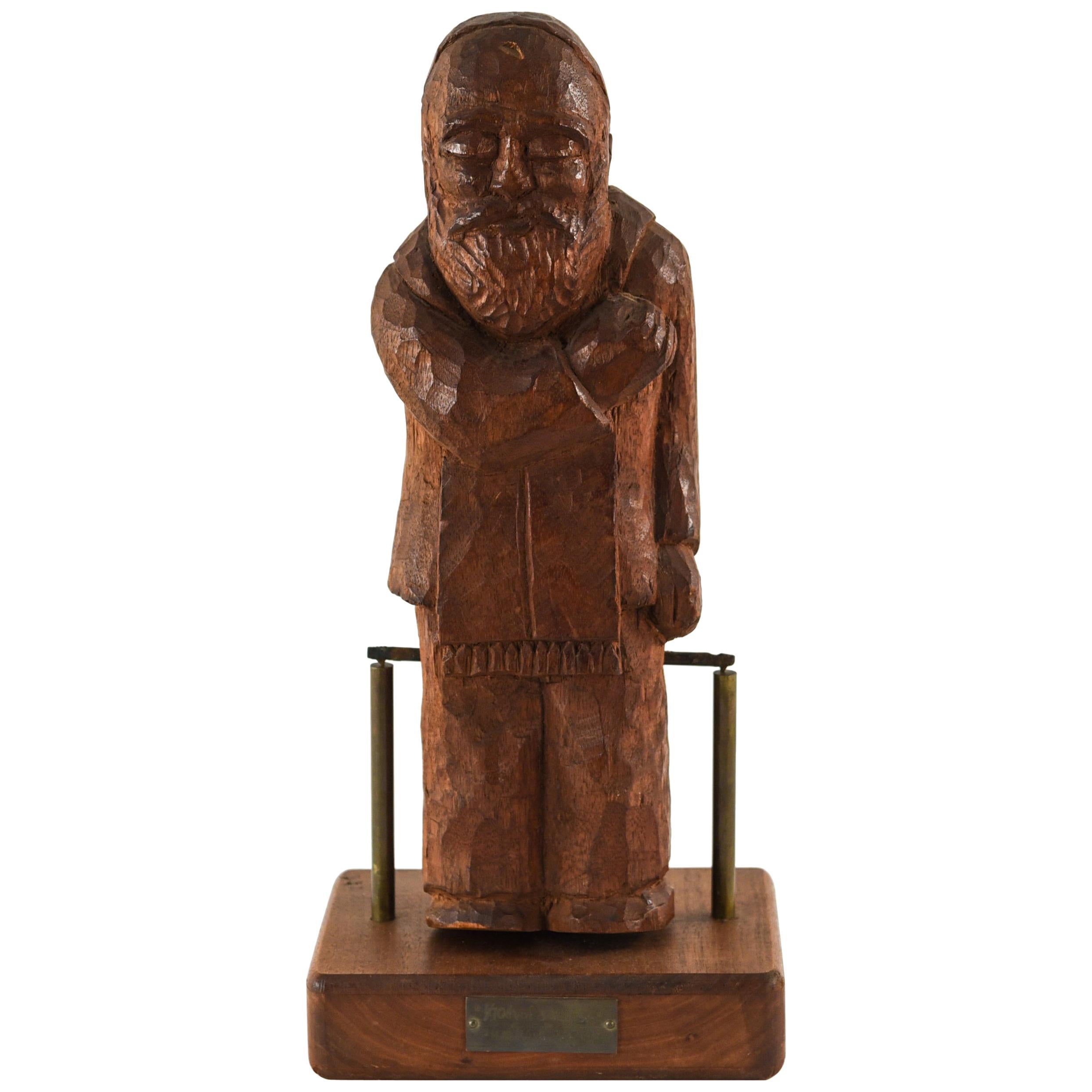 H. W. Hauptman Wooden Kinetic Rabbi Sculpture