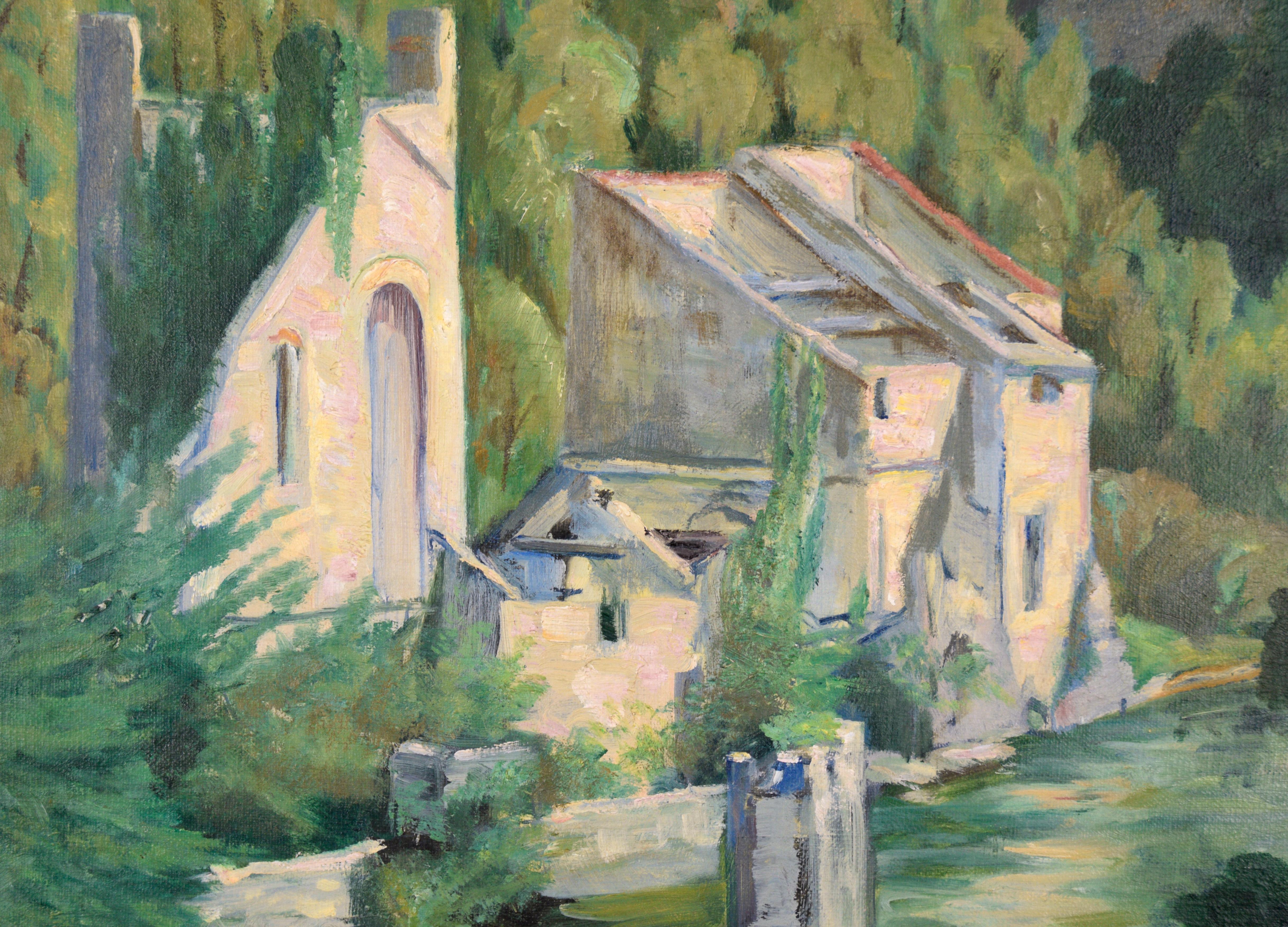 Monastery Ruins by the River - Landscape - Impressionist Painting by H. W. Jacobsen