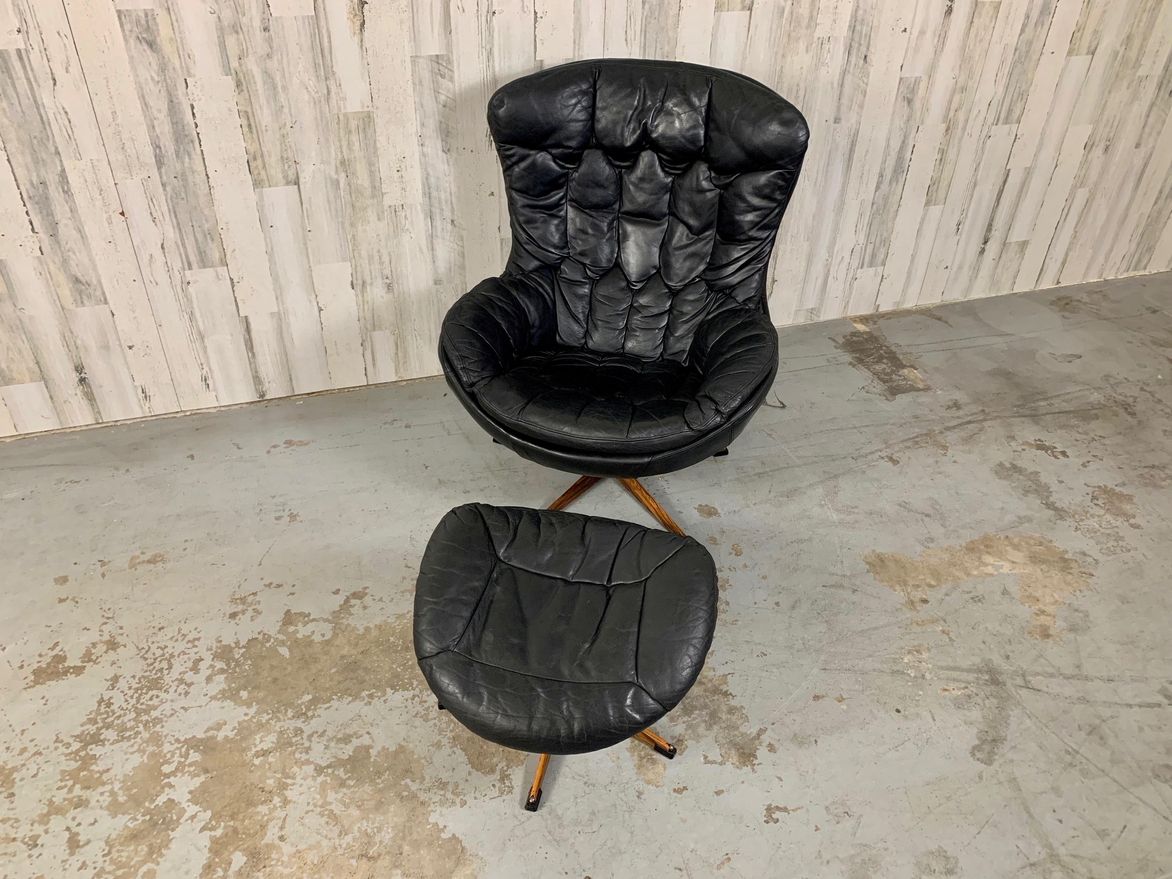 H. W. Klein for Bramin Leather Lounge Chair and Ottoman 7