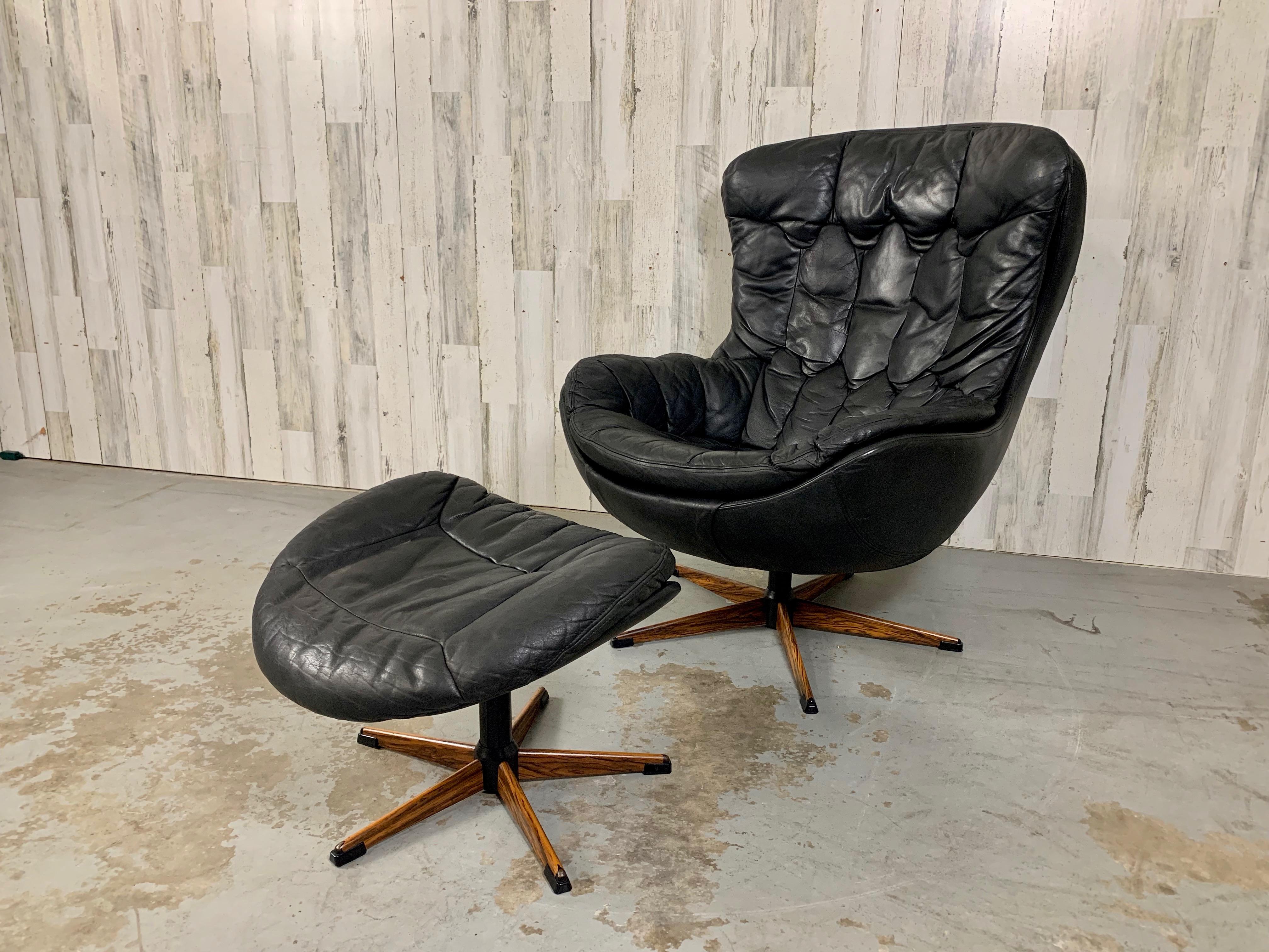 H. W. Klein for Bramin Leather Lounge Chair and Ottoman 8