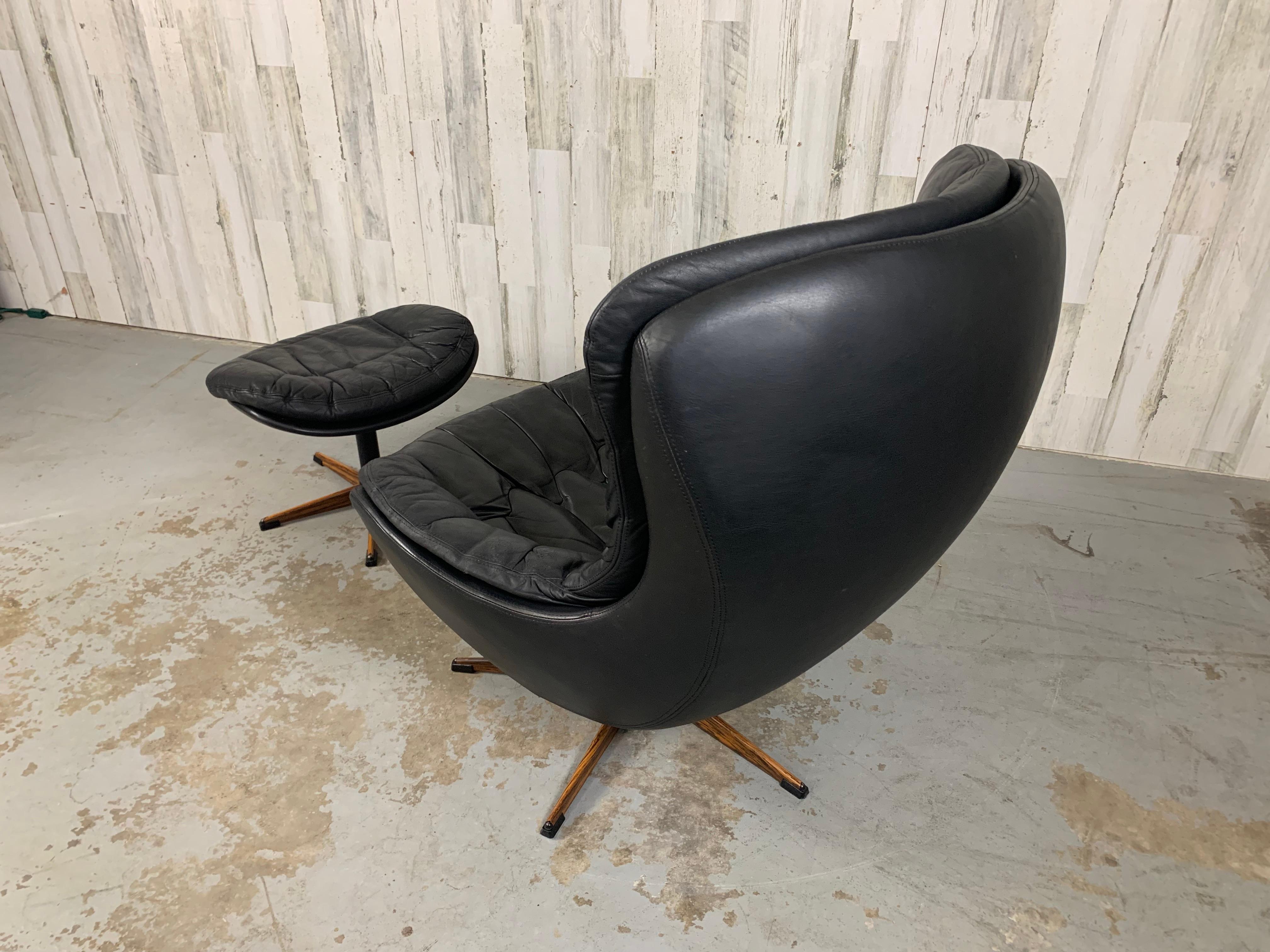 H. W. Klein for Bramin Leather Lounge Chair and Ottoman 1
