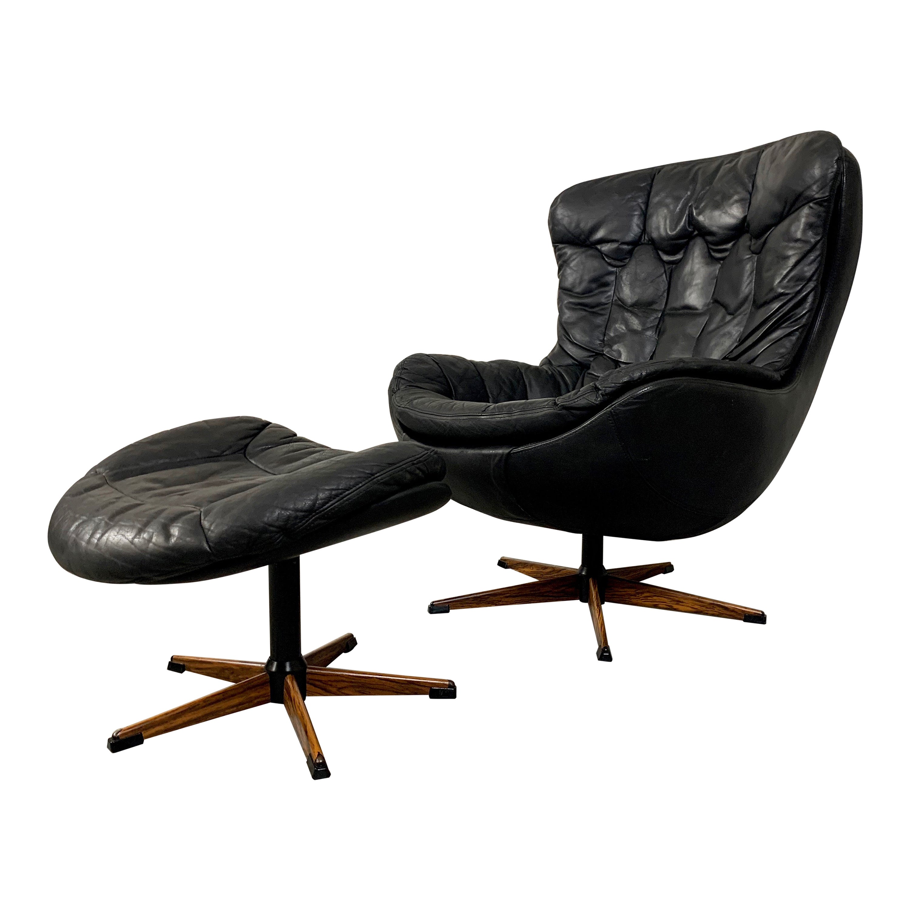 H. W. Klein for Bramin Leather Lounge Chair and Ottoman