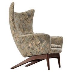 H. W. Klein for Bramin Møbler Wingback Chair in Teak and Fabric Upholstery