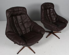 H. W. Klein Lounge Chair mode silhouette in brown leather and swivel base