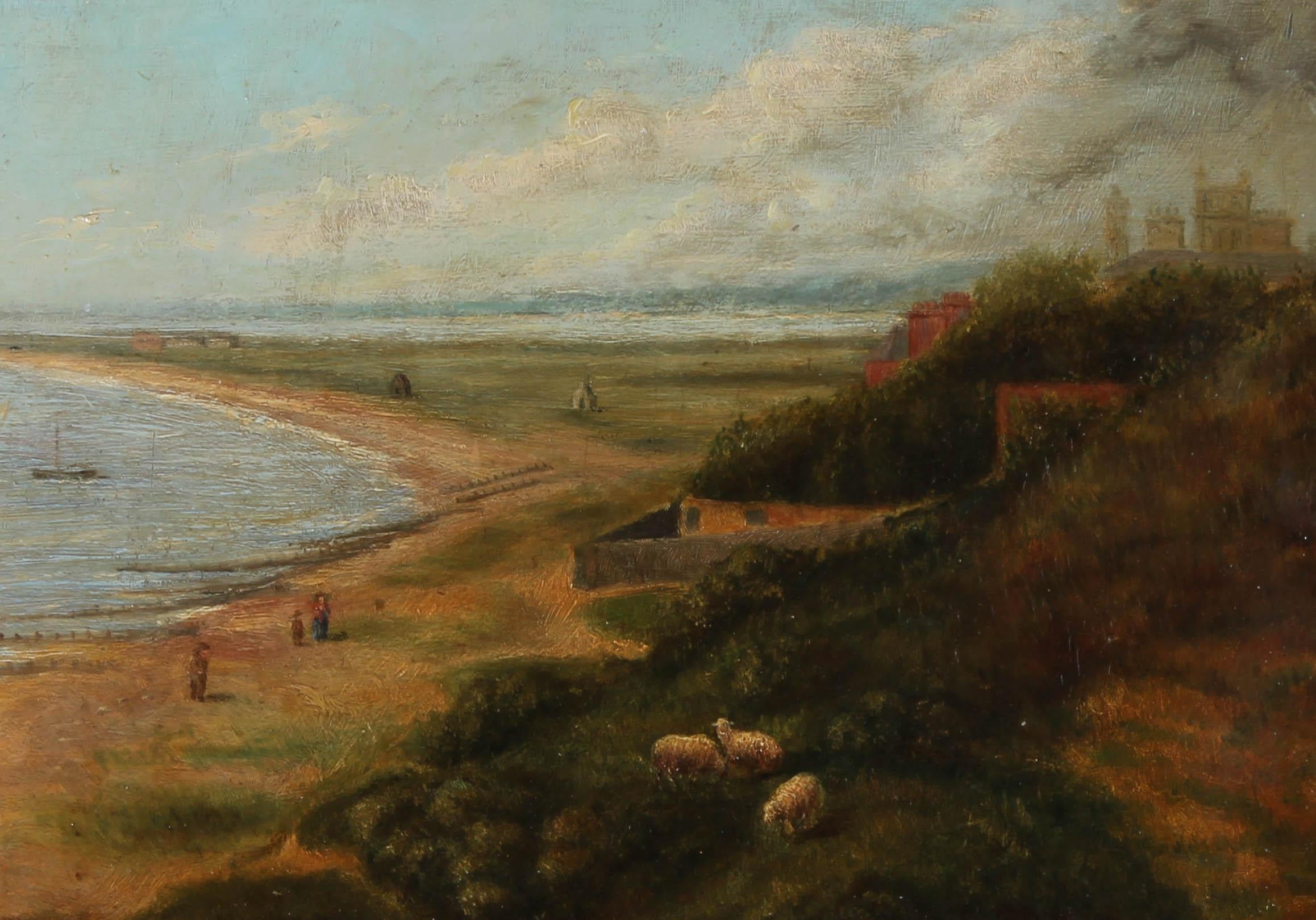 H. Ward - Folk Art 19th Century Oil, Coastal View 1