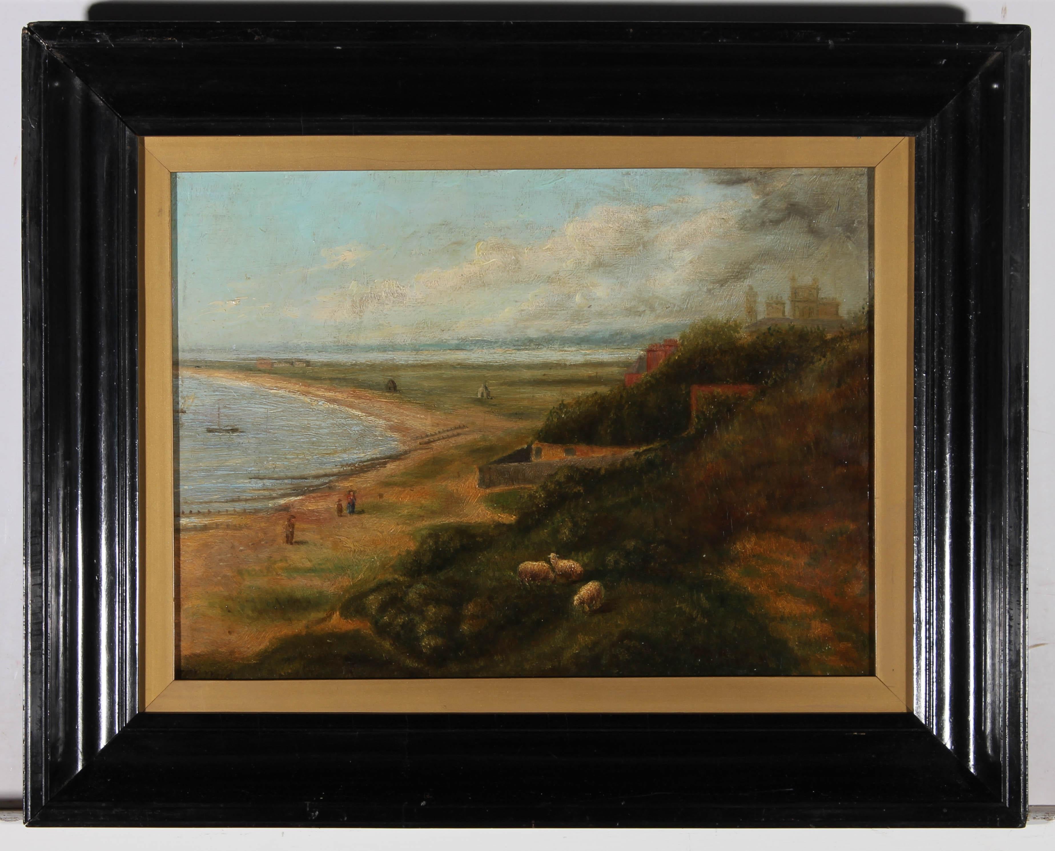 H. Ward - Folk Art 19th Century Oil, Coastal View 2