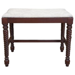 H. Willett Cherry Barley Twist Bench Seat Piano Stool Footstool Ottoman 7906