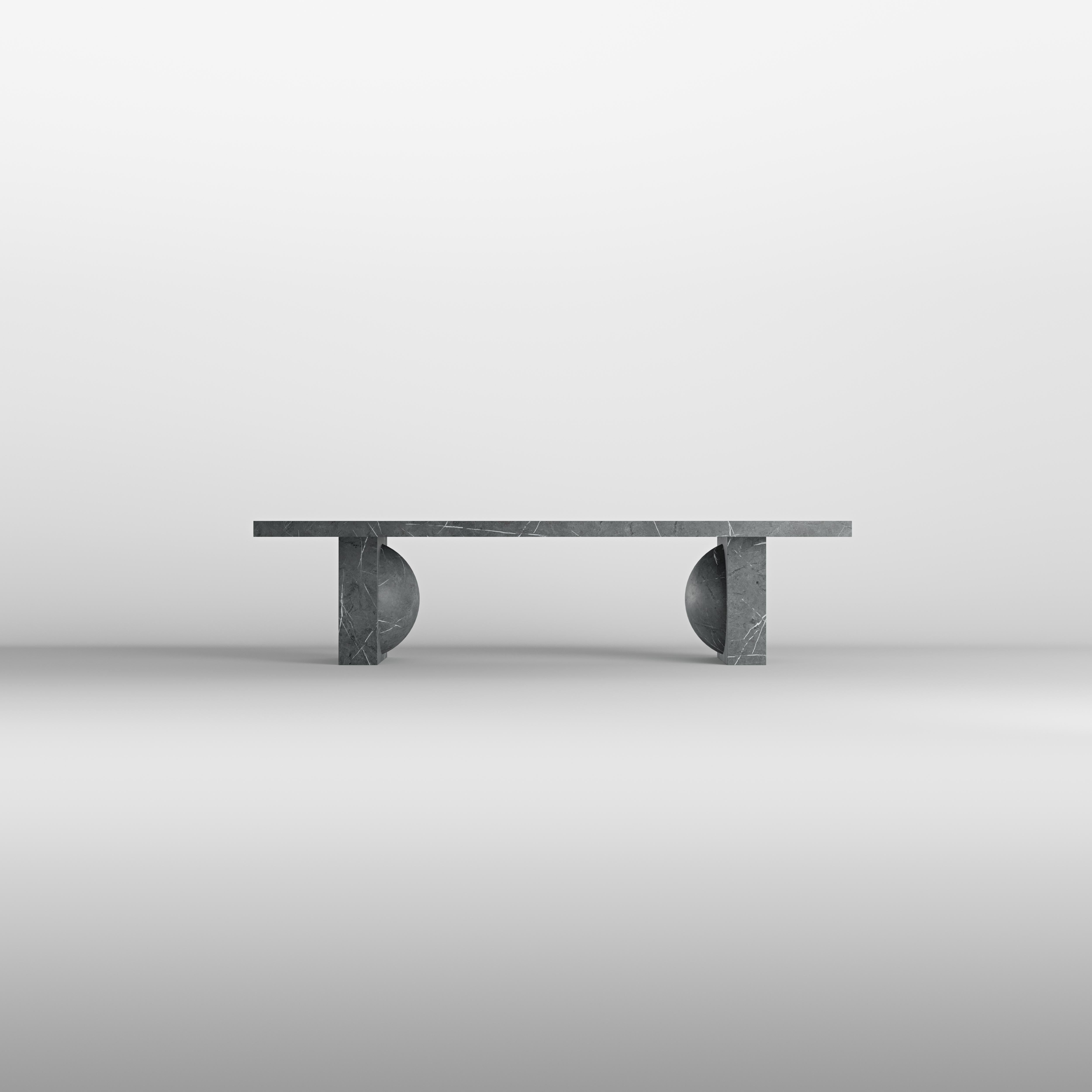 H2 Pietra Grey Dining Table by Studio TOOJ
Designed by Johan Wilén
Dimensions: D 120 x W 300 x H 74 cm.
Materials: Pietra Grey Stone.

The Swedish designer's latest creation — Intertwining organic forms with exquisite natural stone material. This