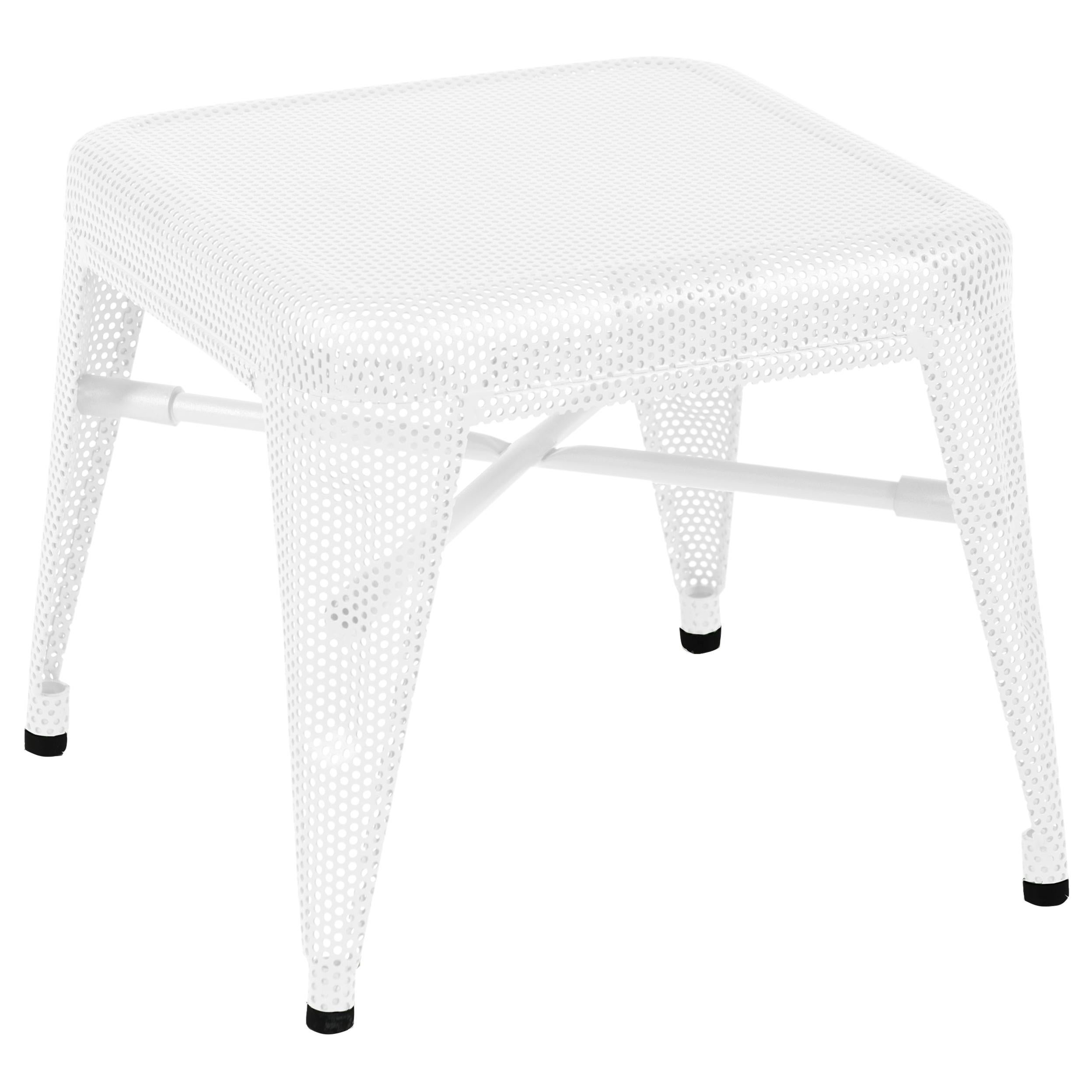For Sale: White (Blanc) H30 Indoor Perforated Steel Stool in Essential Colors by Tolix