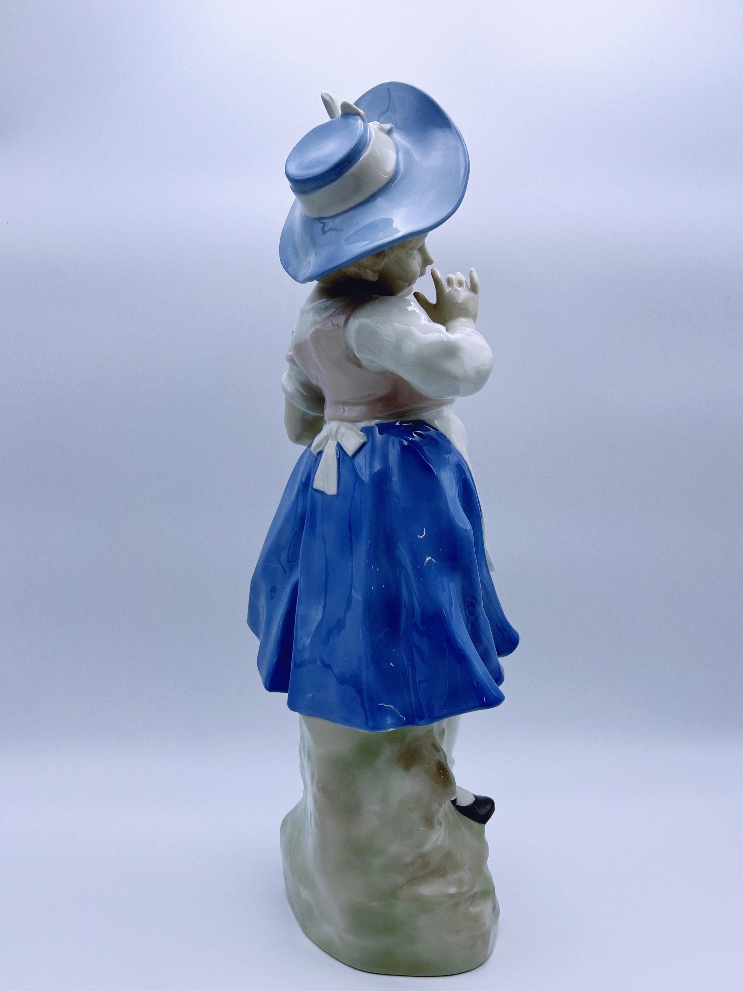 Tedesco H.48cm ca. 1950 DDR Porcellana Figurina 