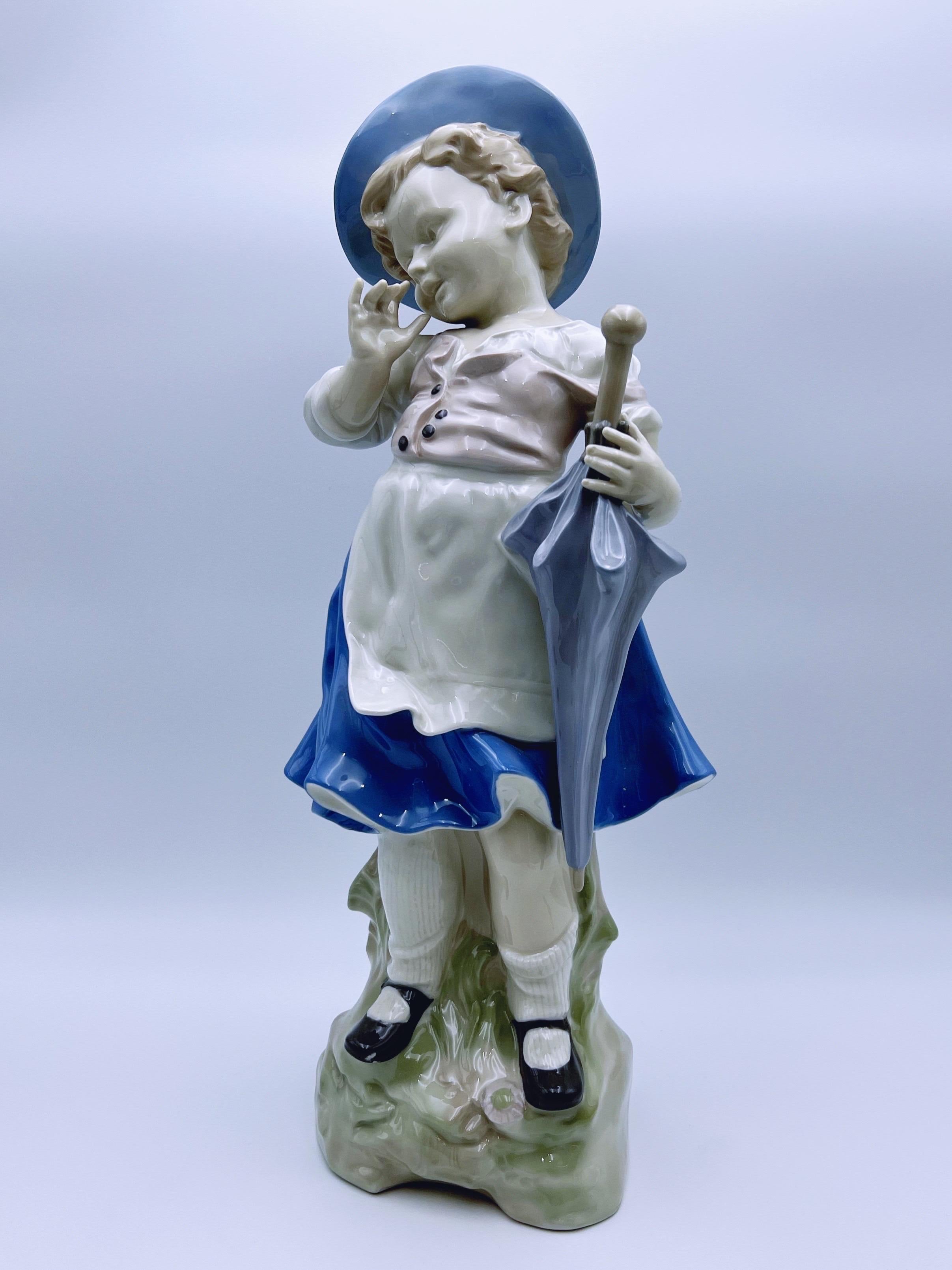 Metà XX secolo H.48cm ca. 1950 DDR Porcellana Figurina 