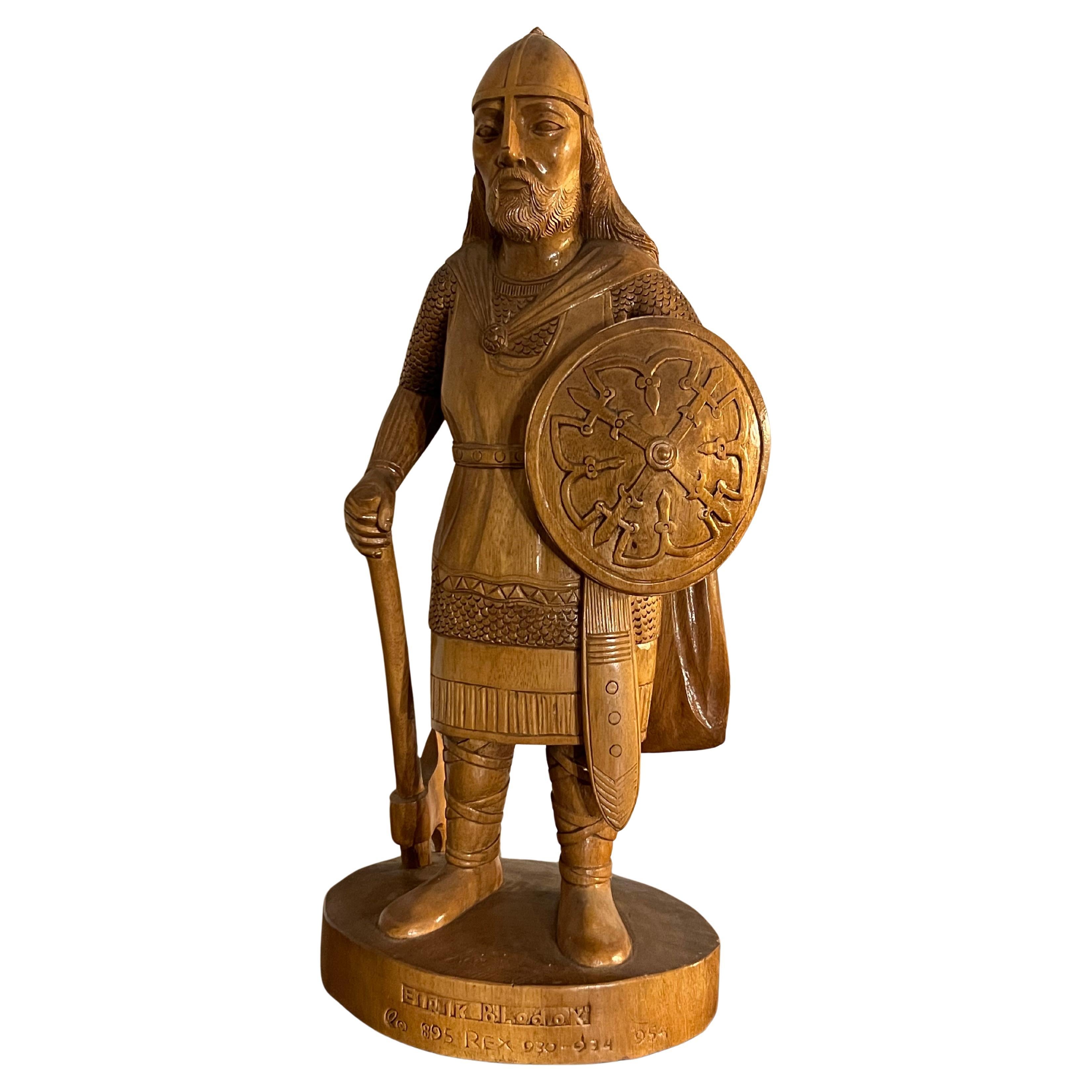 H.64cm Hand-crafted "Eric Bloodaxe" Viking Sculpture, Norway