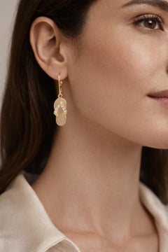 Ha Hoku 14K Gelbgold Diamant Hawaii Hausschuhe Ohrringe