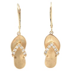 Ha Hoku 14K Gelbgold Diamant Hawaii Hausschuhe Ohrringe