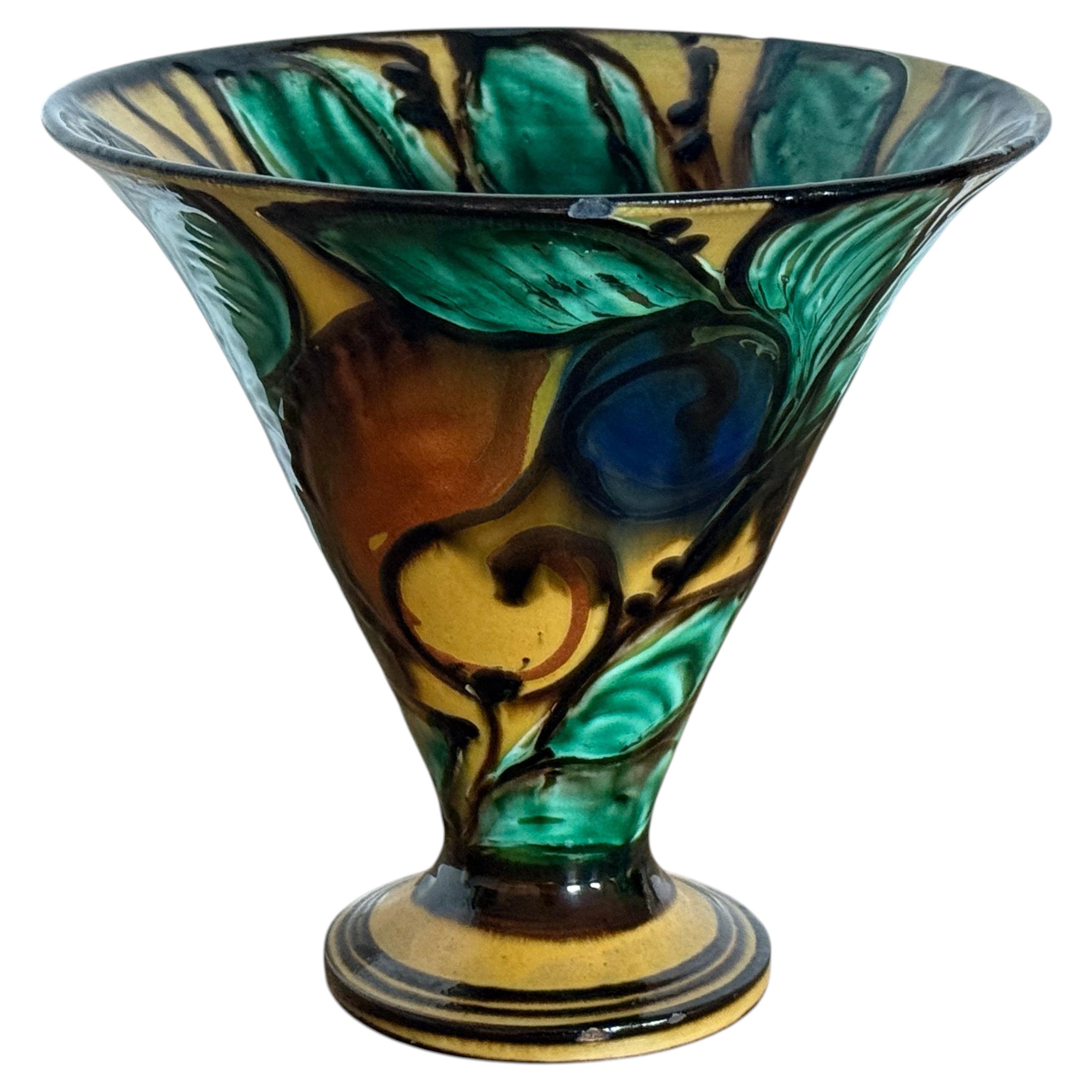 H.A. Kähler Hand-Painted Art Pottery Vase, Denmark, c.1920s–1930s For Sale