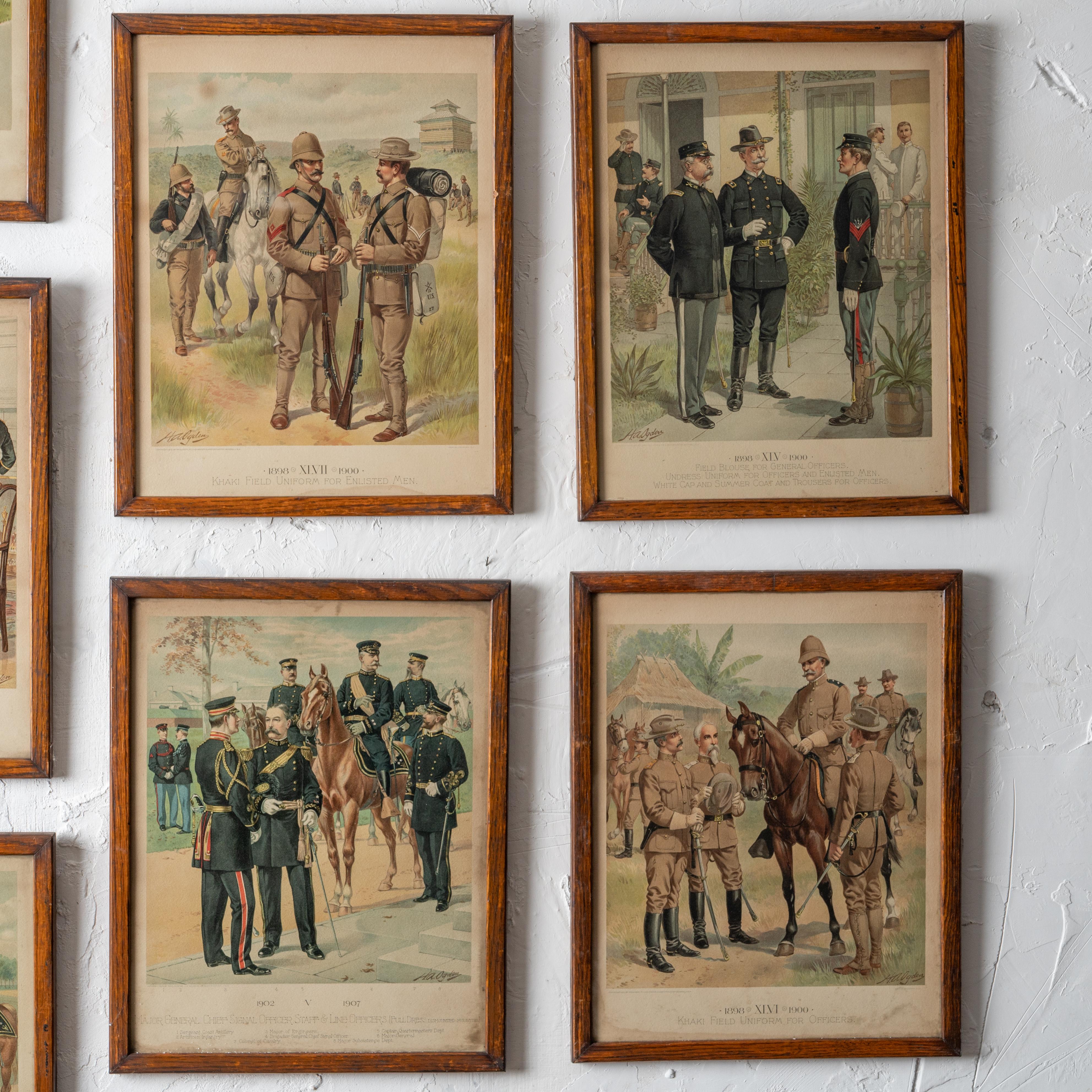 Early 20th Century H.A. Ogden U.S. Military Uniforms - 11 Chromolithographs For Sale