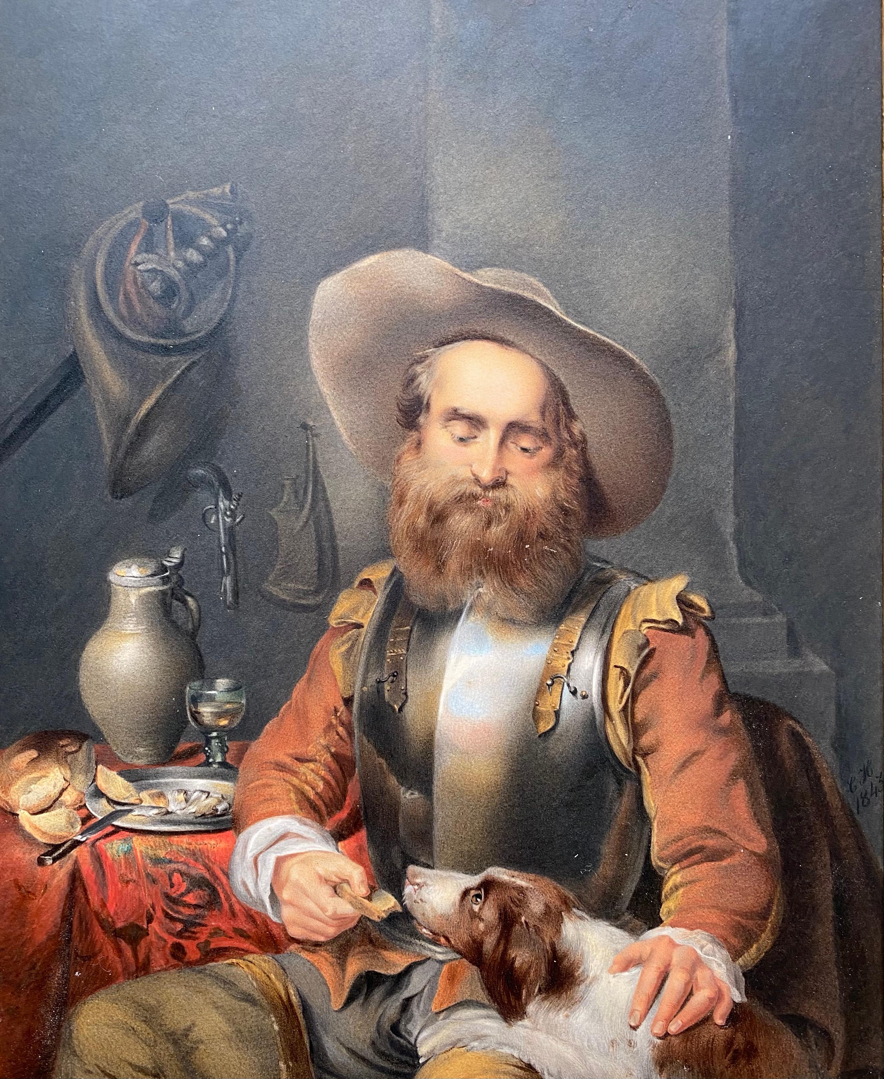 'A Best Friend' by Carl Haag, Erlangen 1820 – 1915 Oberwesel a. Rhein, German - Painting by Haag Carl