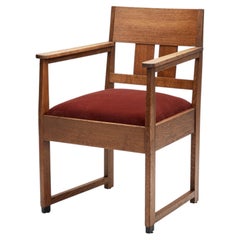 Haagse School Armchair with Upholstered Seat, The Netherlands Early 20th Century