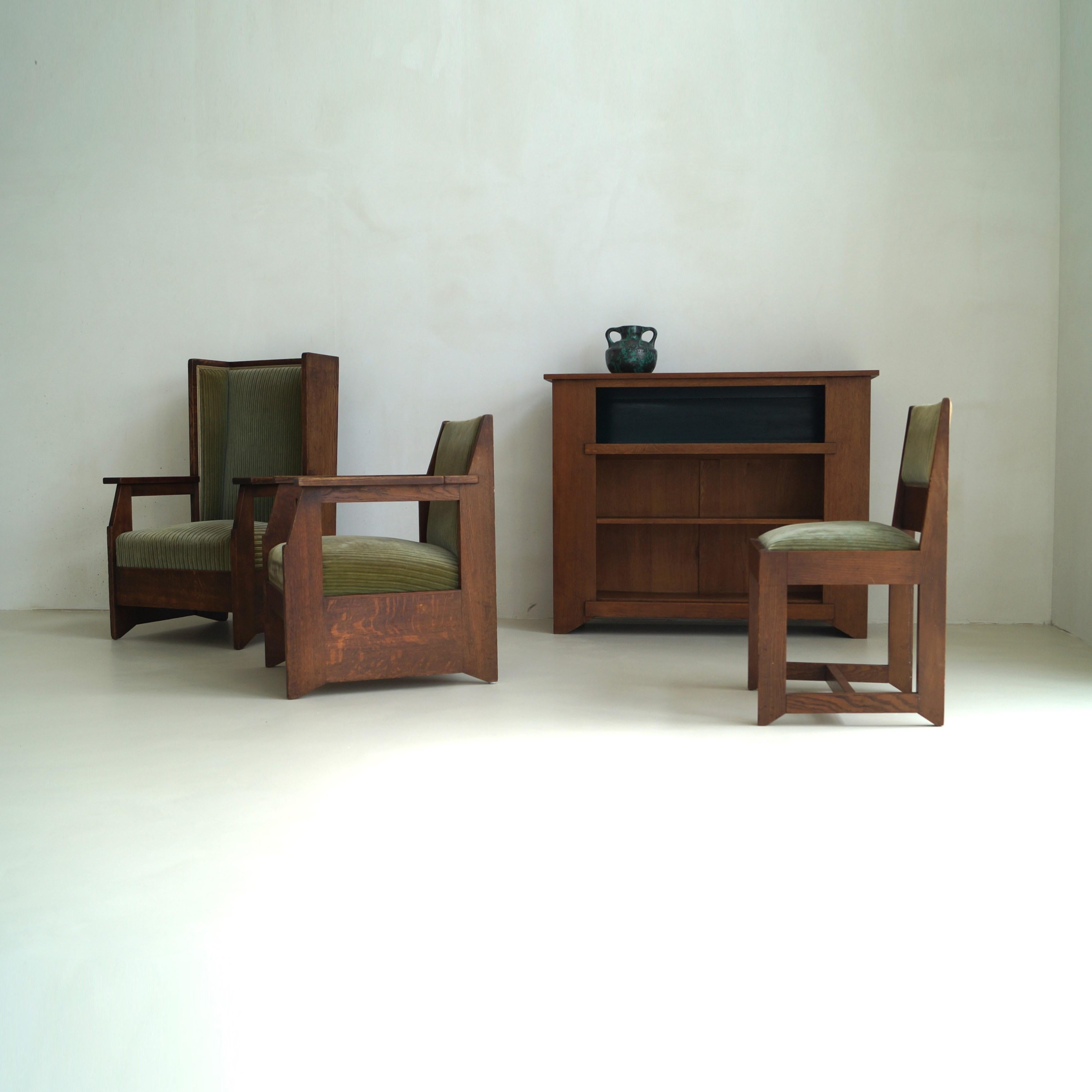 Haagse School Dutch Art Deco bookcase by Hendrik Wouda for Pander, 1924 For Sale 3