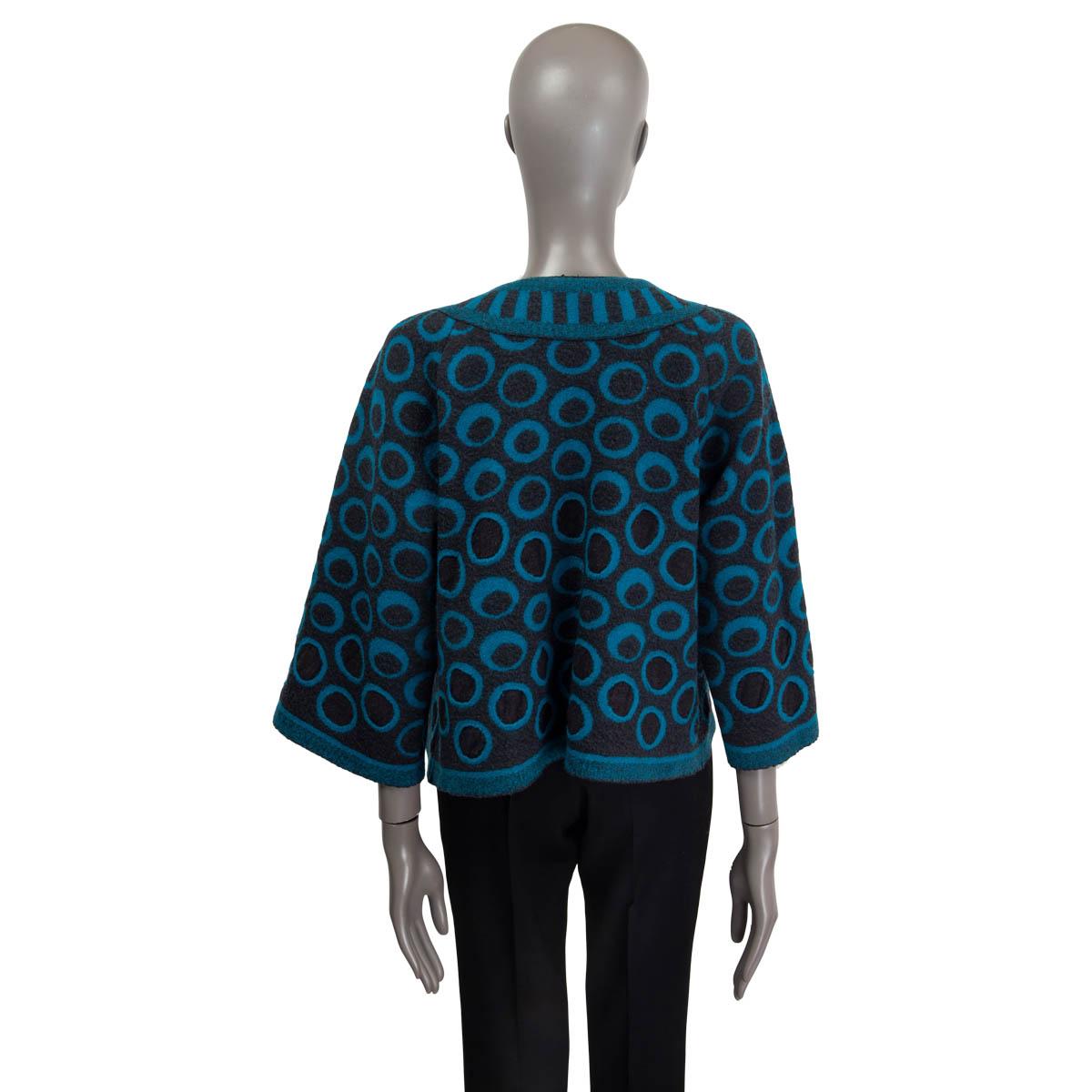 HAAT ISSEY MIYAKE petrol blue CIRCLE Cardigan Sweater 2 M In Excellent Condition For Sale In Zürich, CH