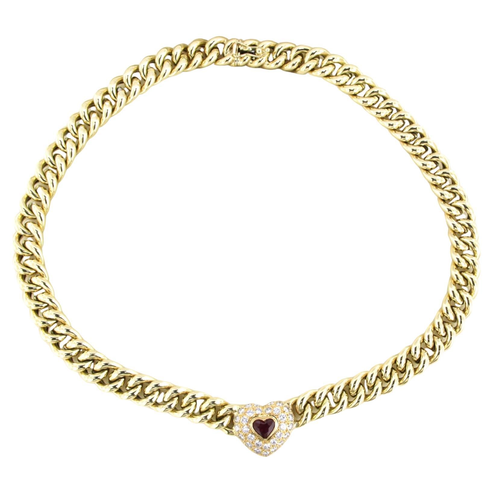 Haban - Collana con rubino e diamante taglio brillante - 37 cm in vendita