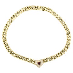 Haban - Collana con rubino e diamante taglio brillante - 37 cm