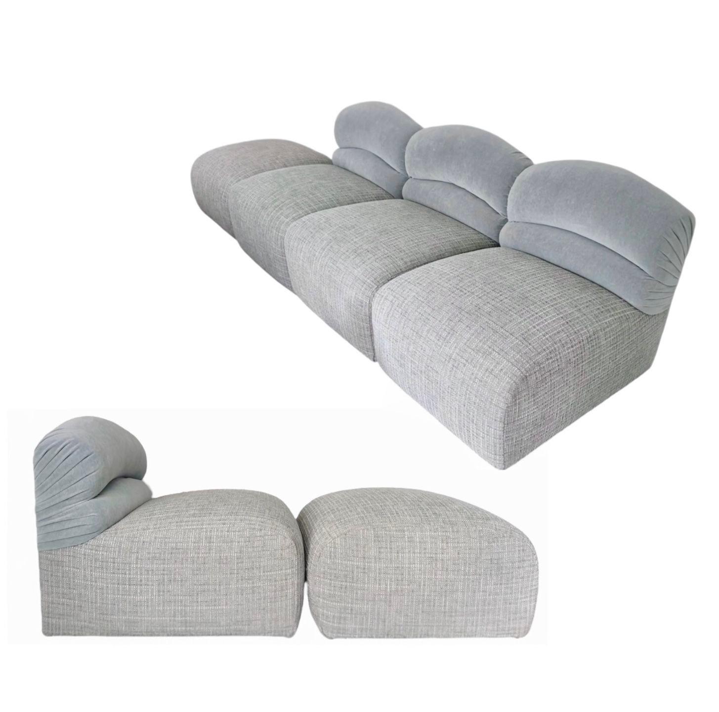 Canapé sectionnel HABANA par Stanley Jay Friedman pour Brueton, 1980 Reupholstered
Chaque section mesure 35