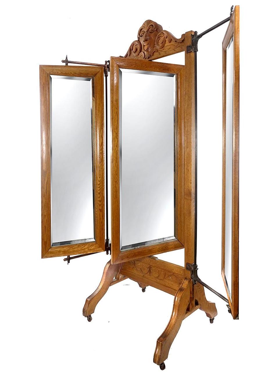 American Haberdasher's Triple Cheval Dressing Mirror For Sale
