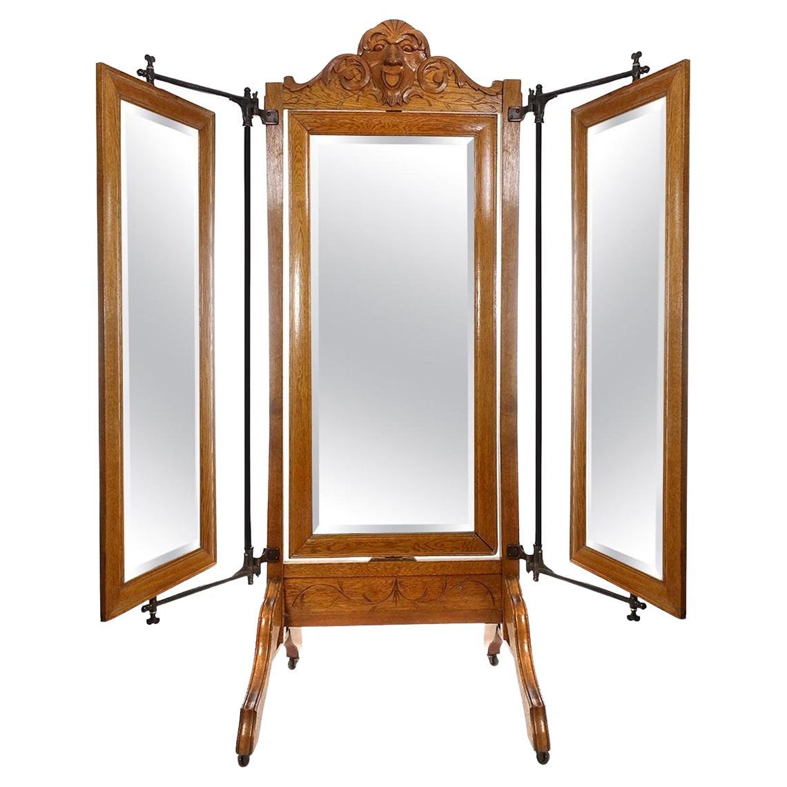 Haberdasher's Triple Cheval Dressing Mirror For Sale