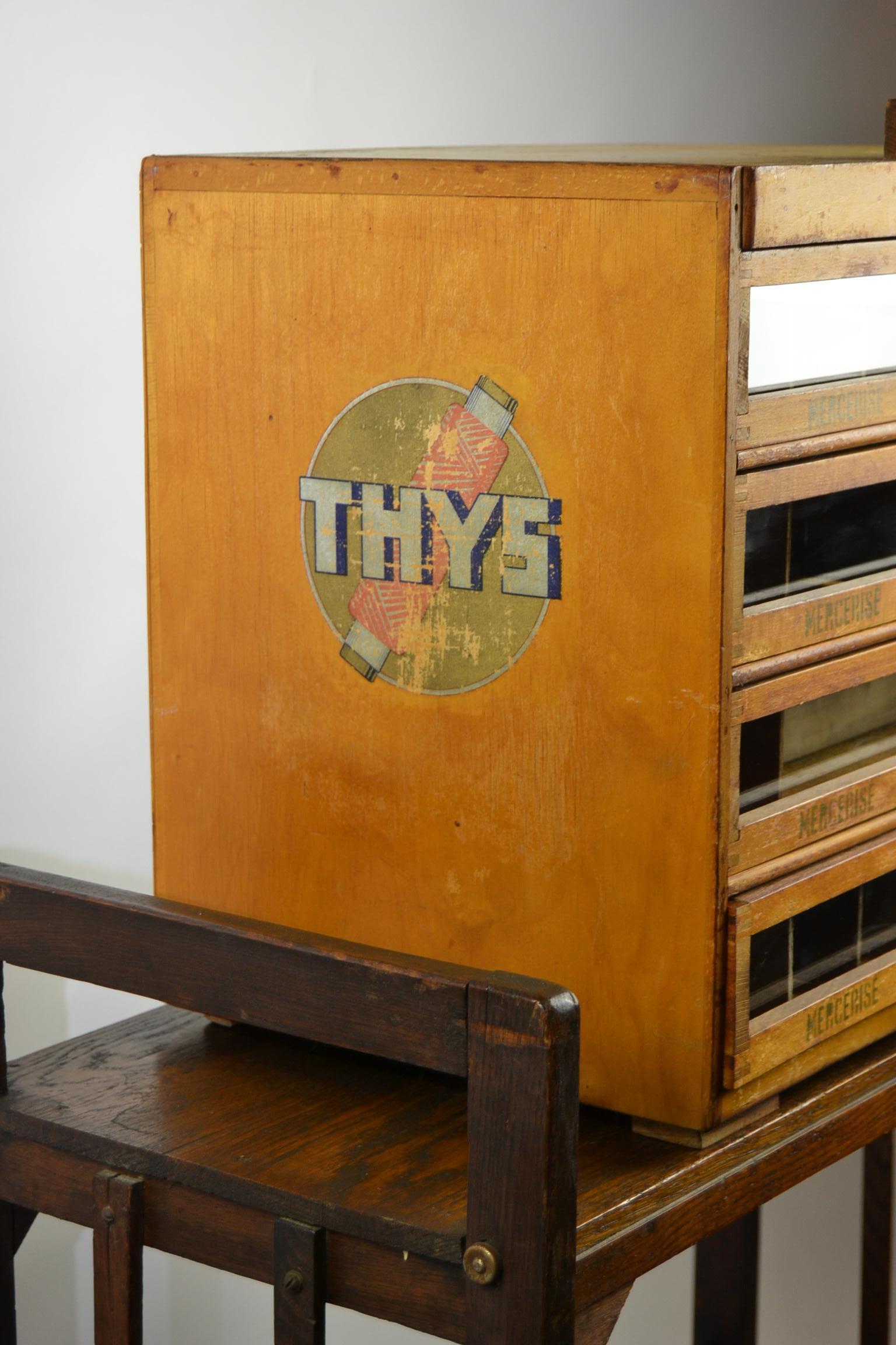 Haberdashery Advertising Drawer Cabinet, Thys Belgium, 1950s 5