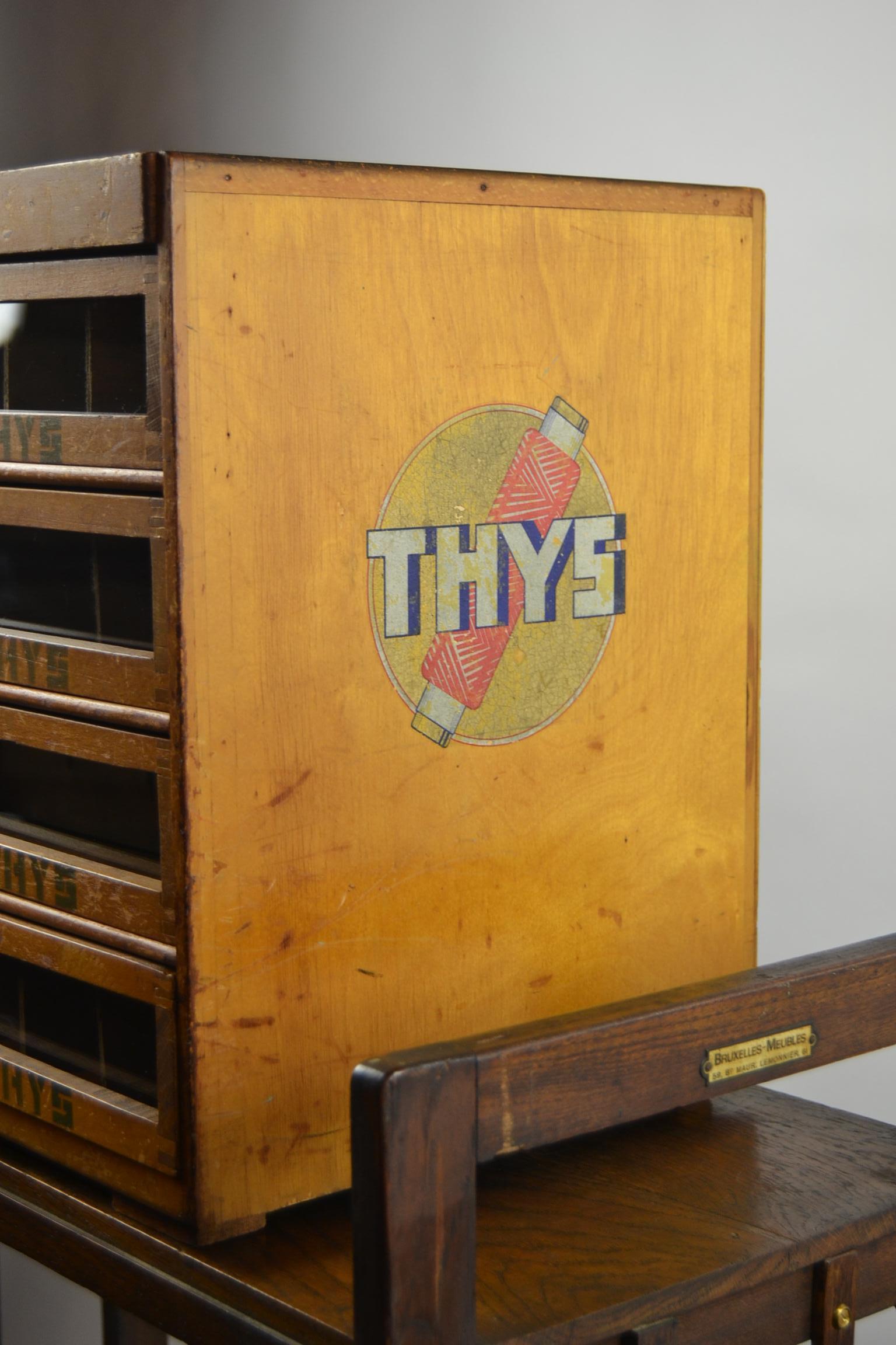 Haberdashery Advertising Drawer Cabinet, Thys Belgium, 1950s 6