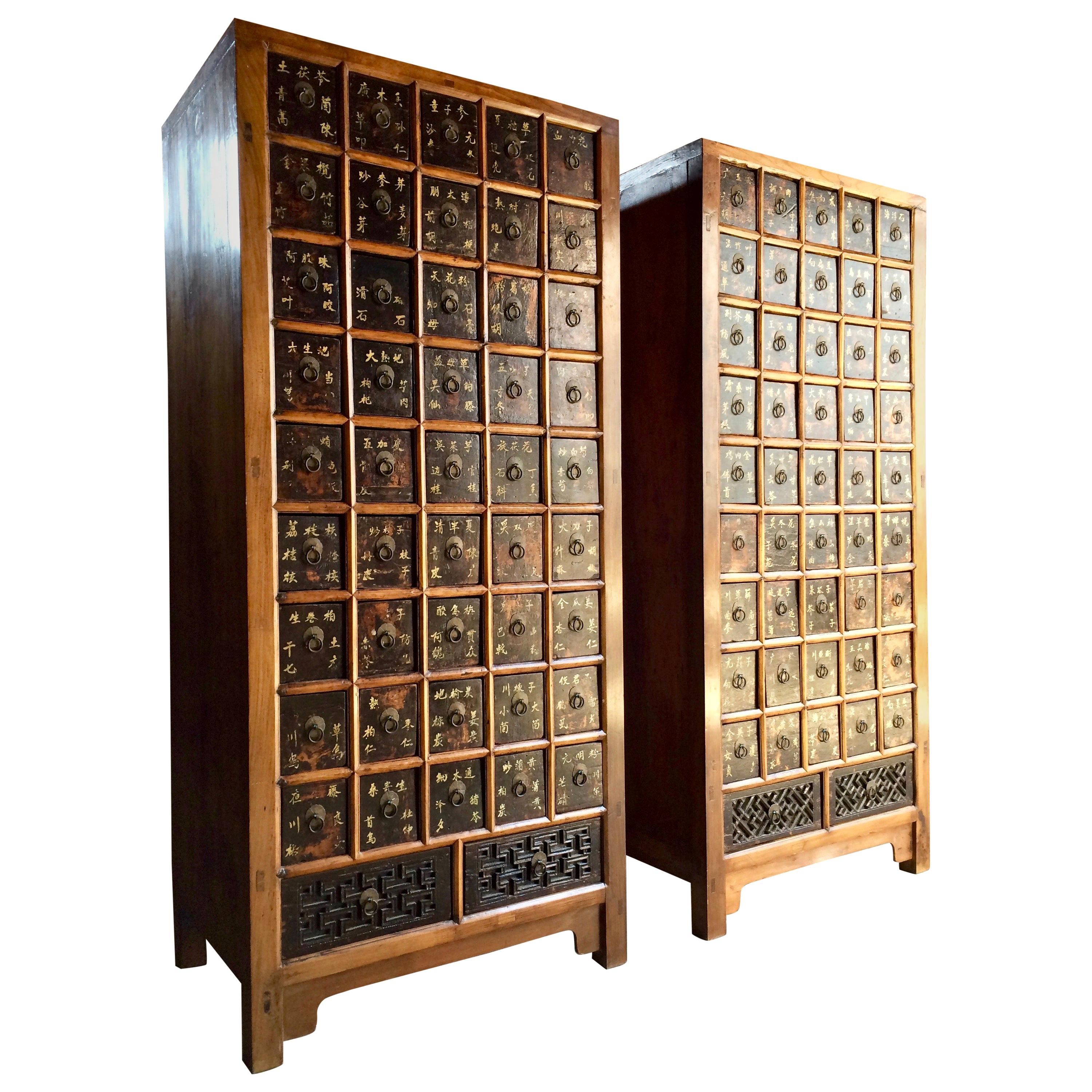 Haberdashery Apothecary Chests Medicine Cabinets Elm Qing Dynasty, 1871