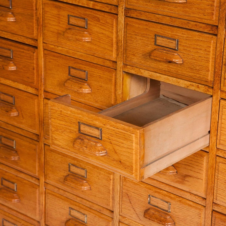 Haberdashery Oak with Brass Label Holders For Sale at 1stdibs
