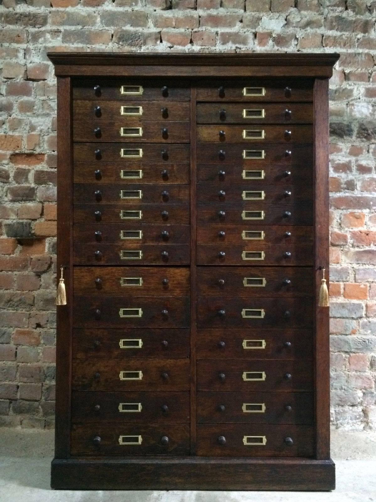 Oak Haberdashery Chest of Drawers Museum Cabinet Industrial Loft Style, 1890