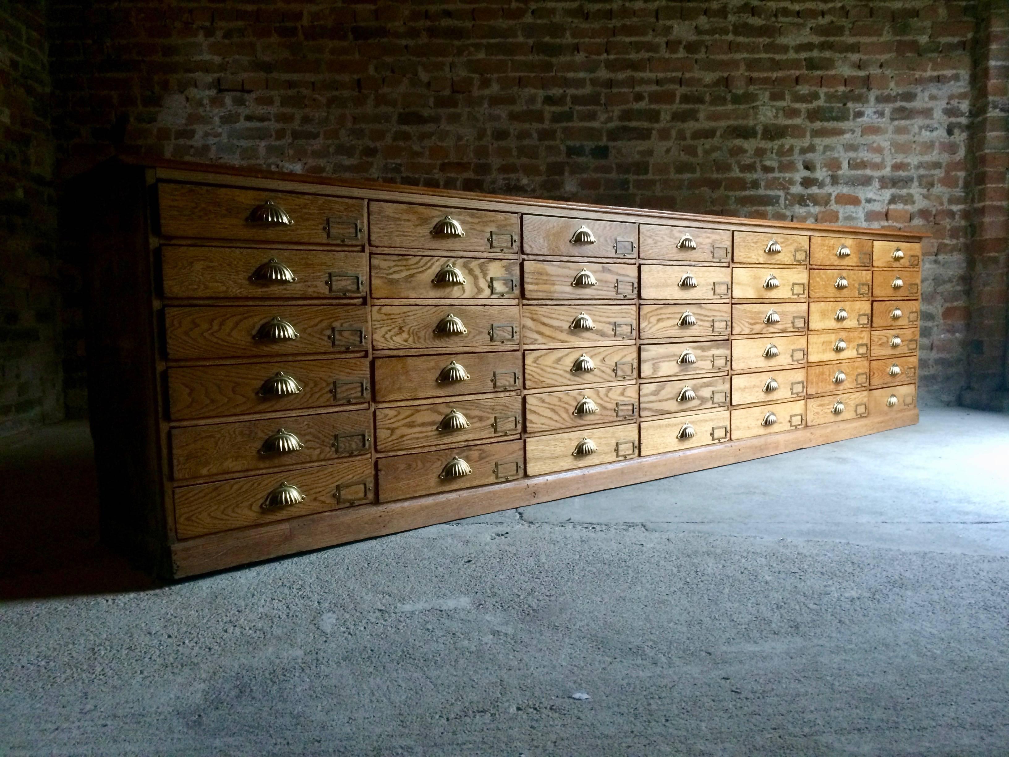 Late Victorian Haberdashery Chest of Drawers Shop Counter Oak Antique Loft Industrial Style