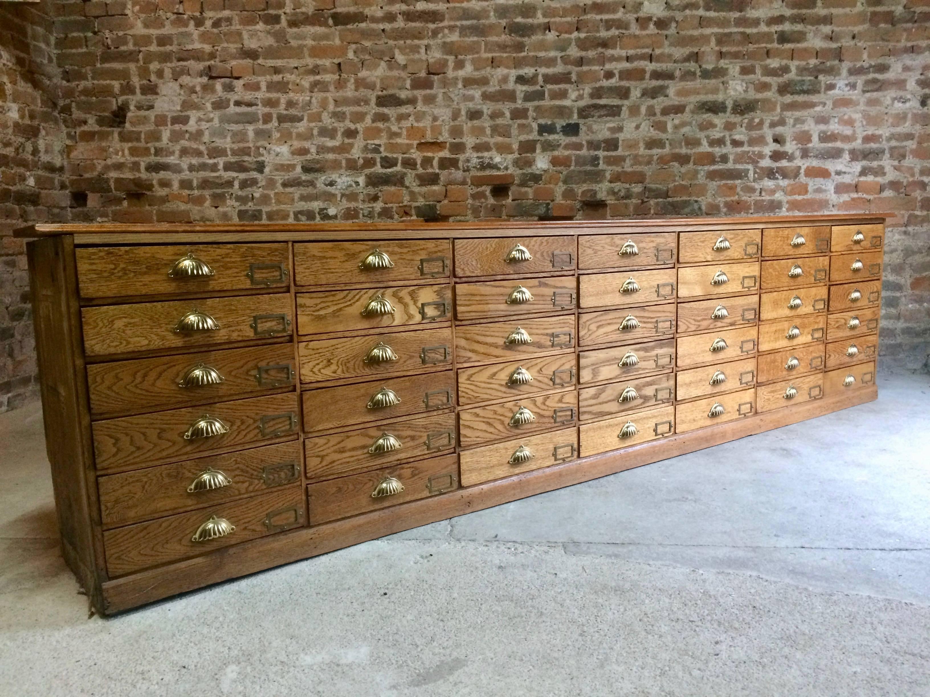 Late 19th Century Haberdashery Chest of Drawers Shop Counter Oak Antique Loft Industrial Style