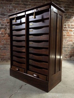 Haberdashery Double Tambour Cabinet Drawers Solid Oak Loft Style, 1920s