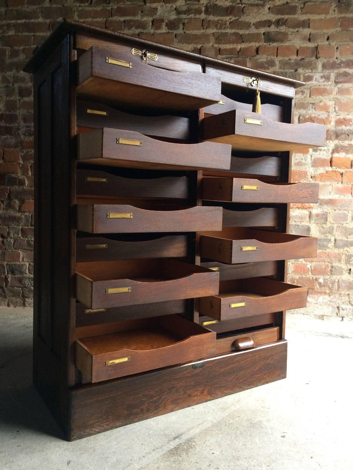 20th Century Haberdashery Double Tambour Cabinet Drawers Solid Oak Loft Style, 1920s