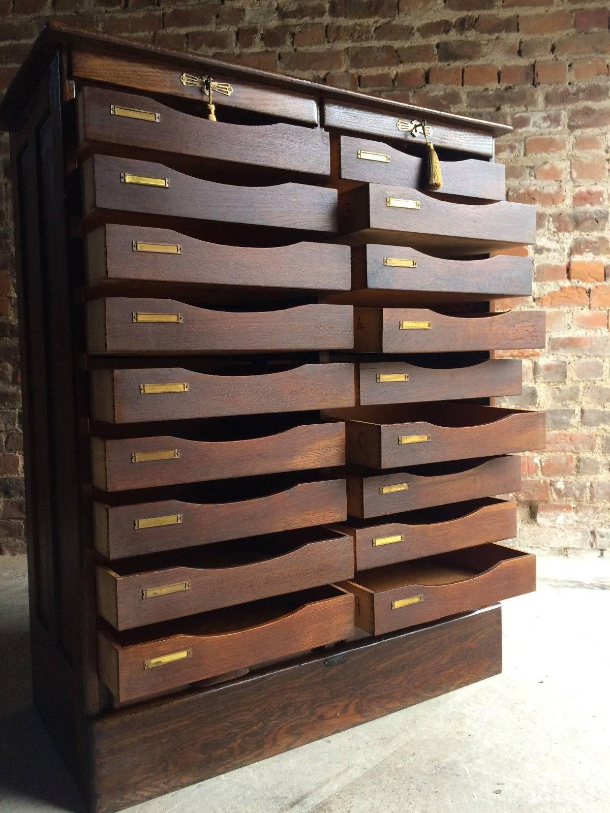 Haberdashery Double Tambour Cabinet Drawers Solid Oak Loft Style, 1920s 1