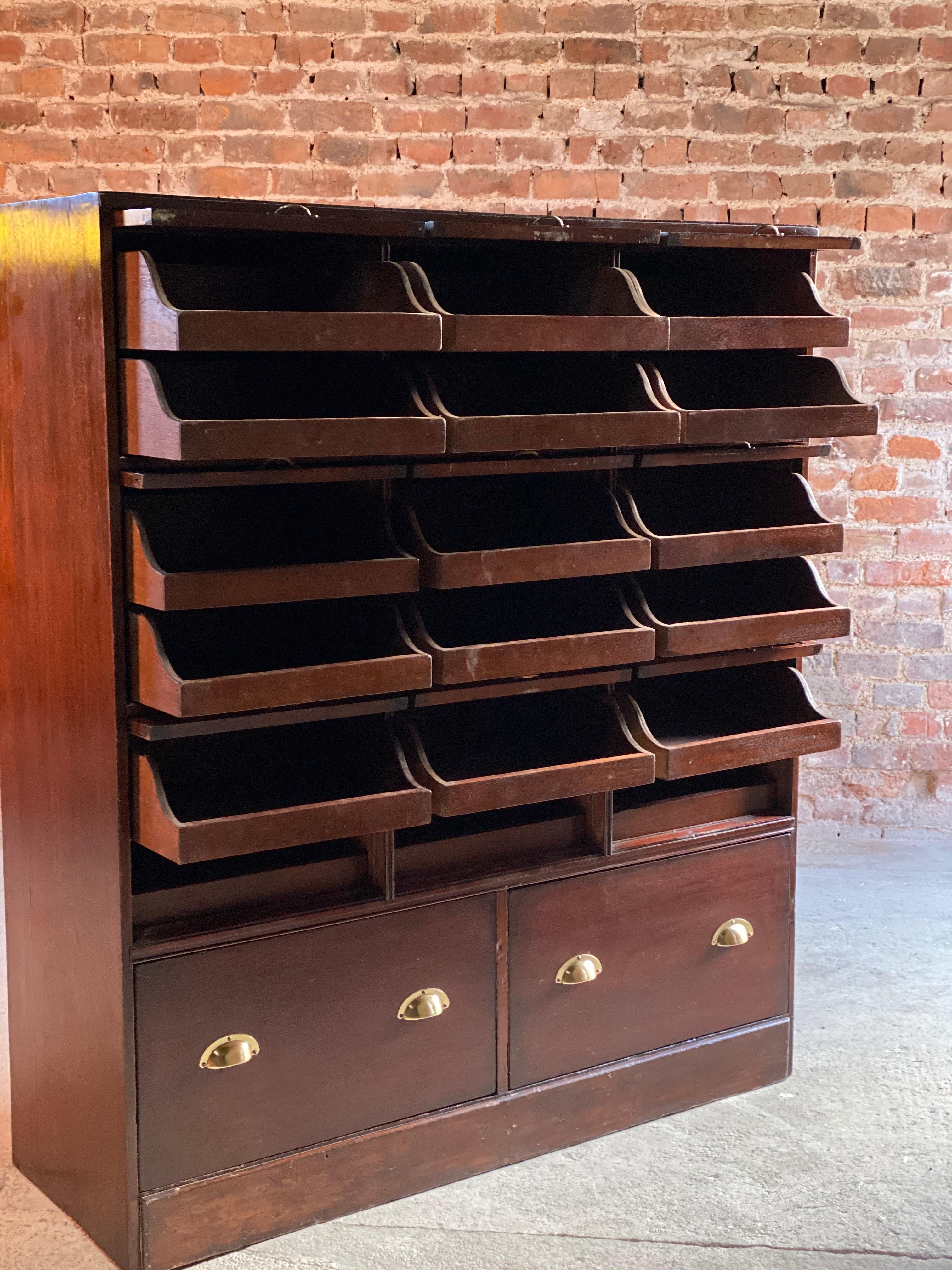 Haberdashery Drapers Shop Display Cabinet Mahogany Loft Style, circa 1940 1