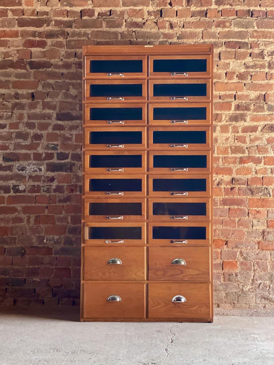 Haberdashery oak cabinet, circa 1930

Stunning early 20th century Haberdashery golden oak cabinet circa 1930s, this incredible cabinet comes from Withy Grove Stores in Manchester, these cabinets are now very desirable and highly sought after, not