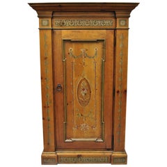 Habersham French Adams Style Paint Decorated Storage Cabinet Cupboard Bookcase