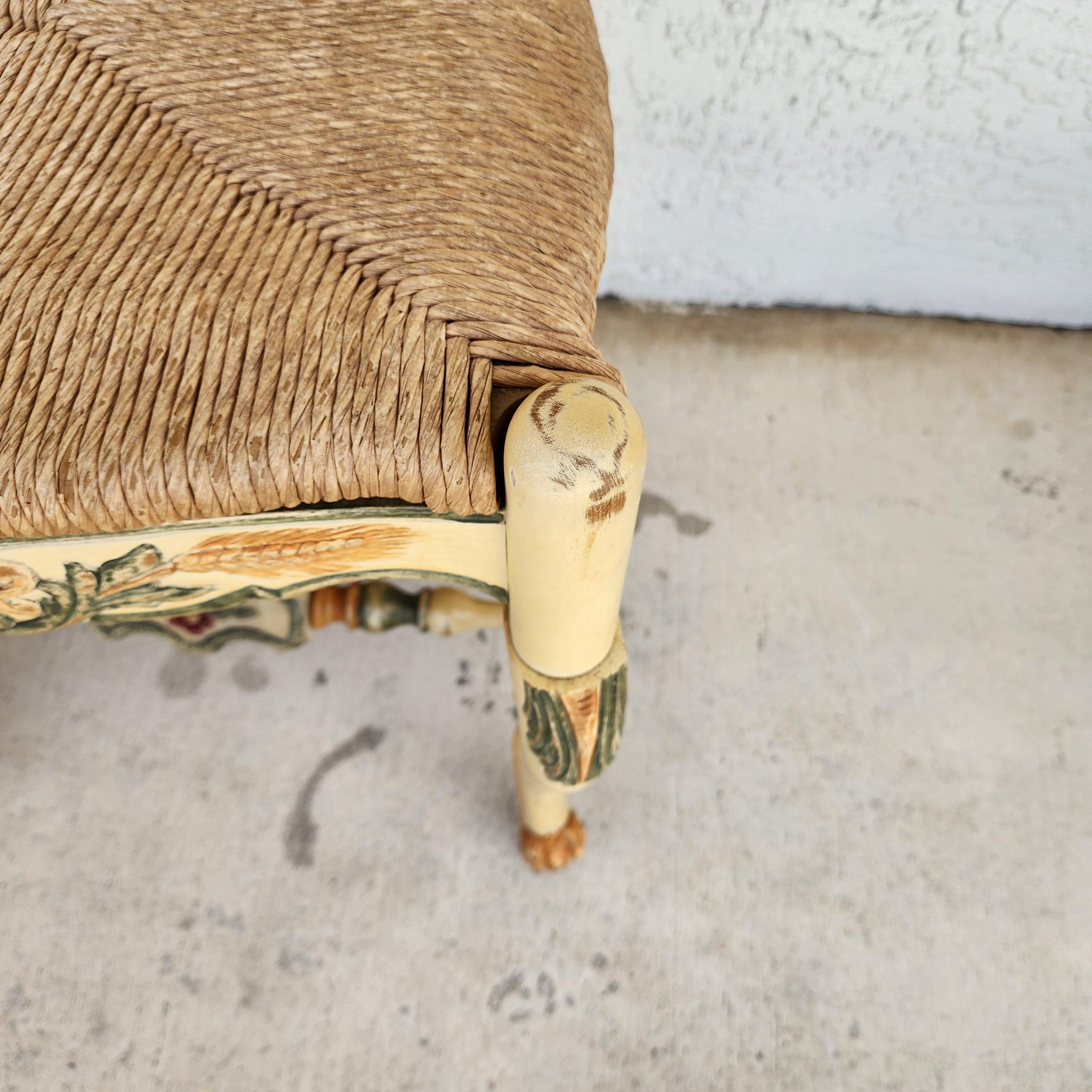 Habersham Französische Esszimmerstühle im Landhausstil Binsen, handbemalt im Zustand „Gut“ im Angebot in Lake Worth, FL
