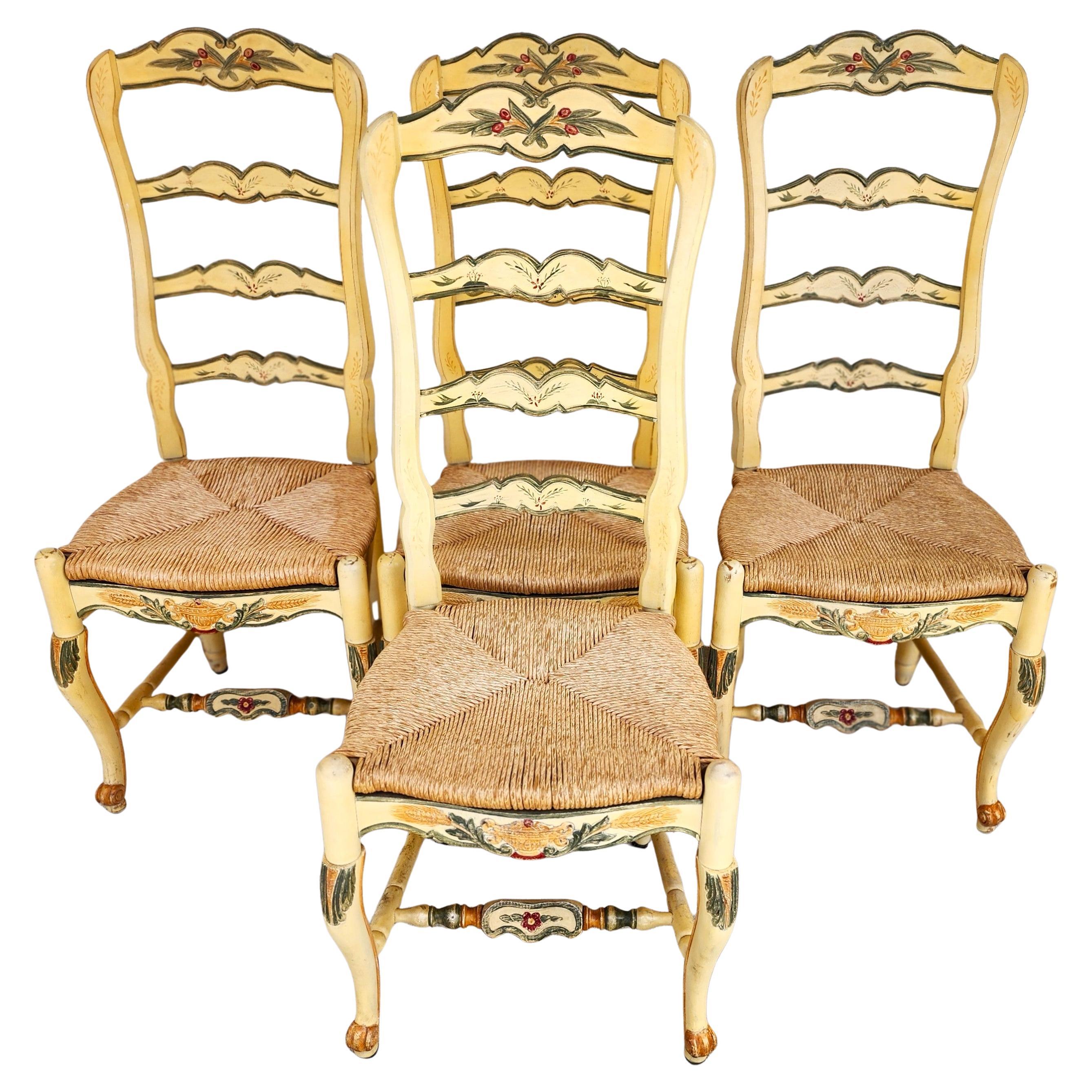 Habersham French Country Dining Chairs Rush Hand Painted