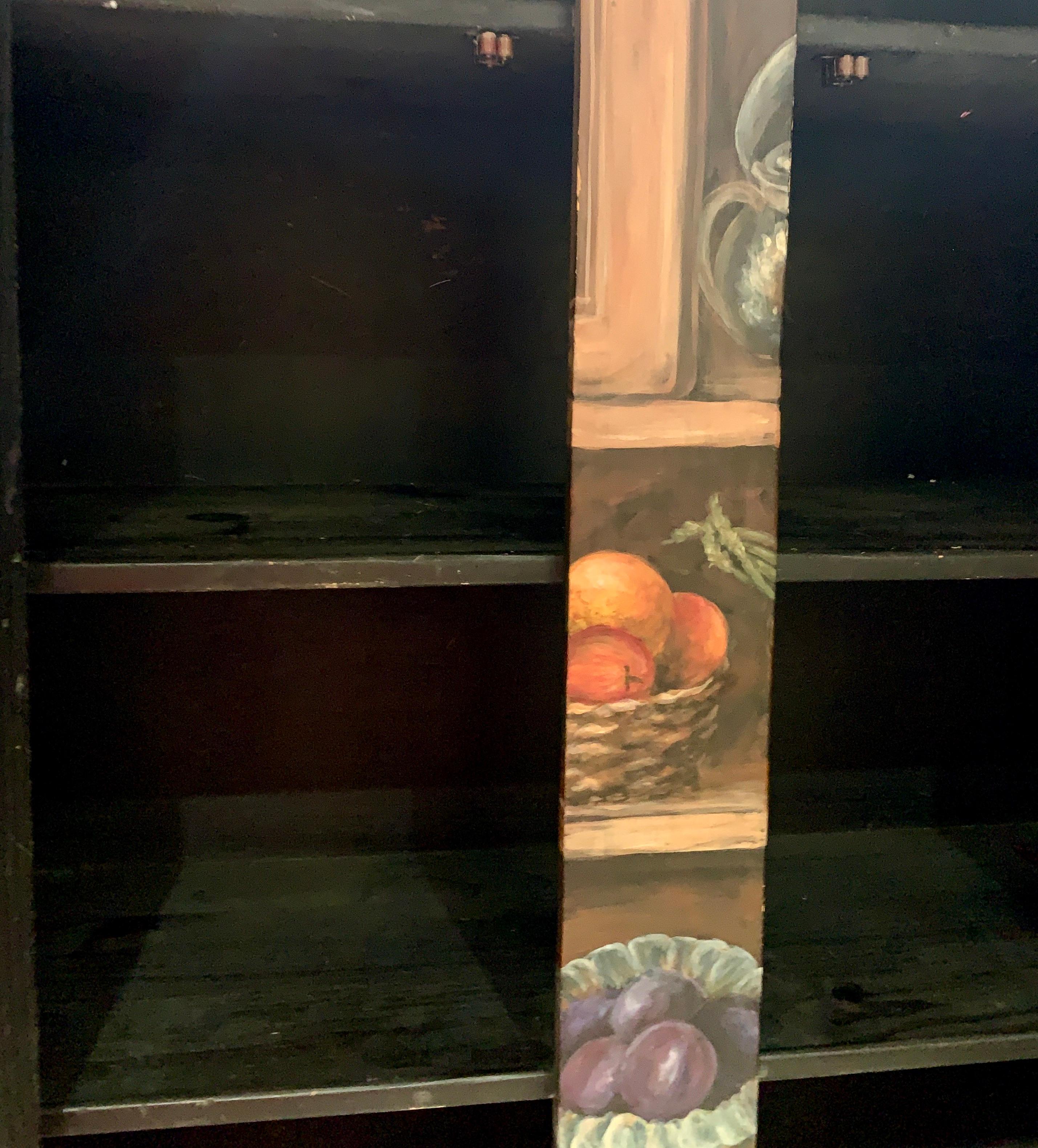 Post-Modern Habersham Hand-Painted Trompe l'Oeil Fruit Vegetable Cabinet Cupboard CLEARANCE