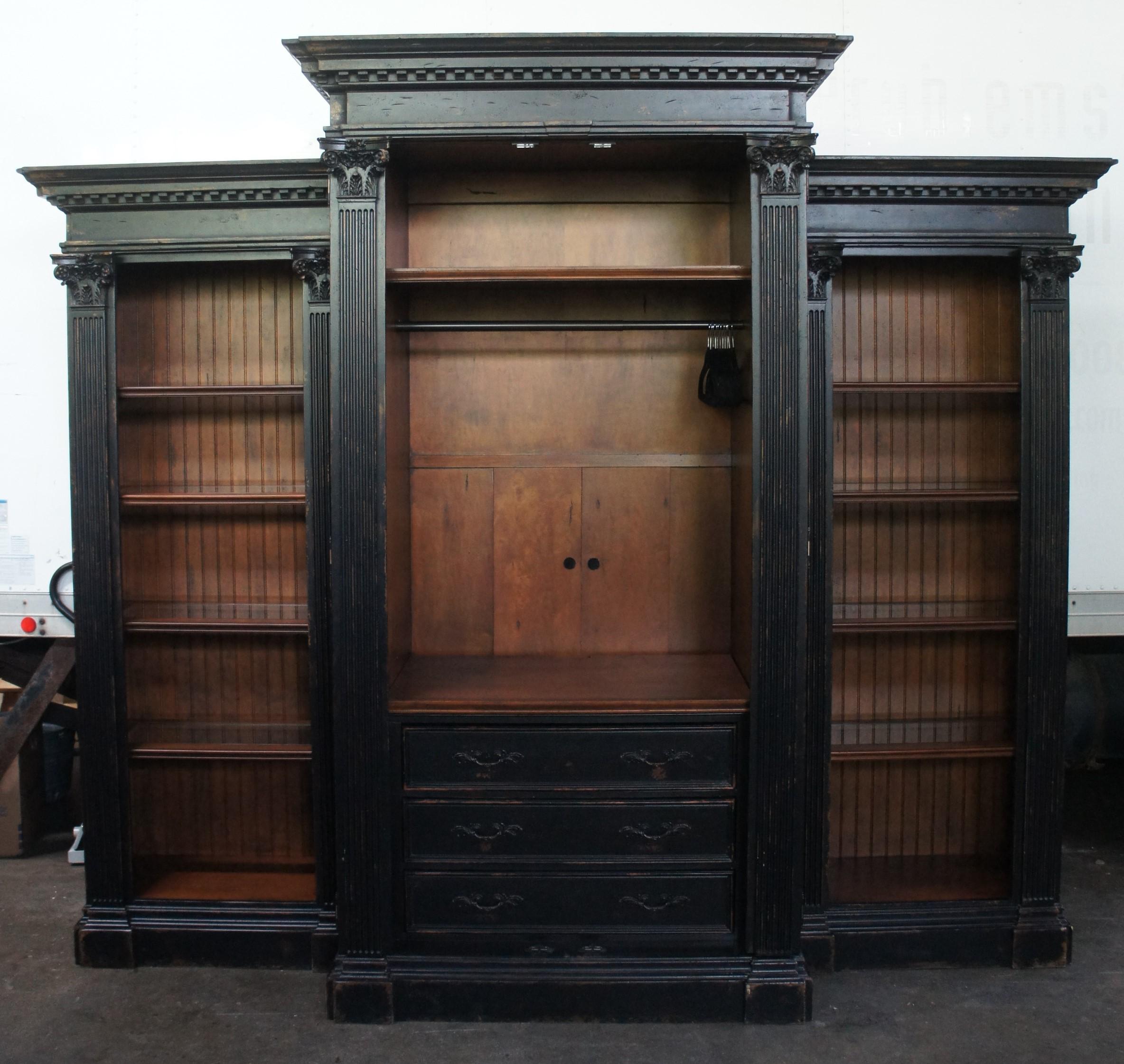 Hardwood Habersham Regency French Empire Entertainment Cabinet Bookcase Wardrobe Armoire