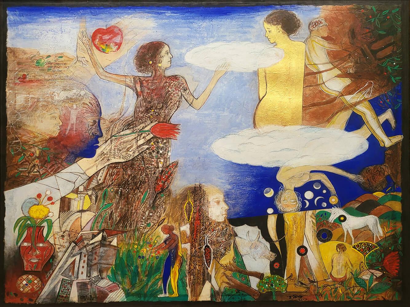 Sans titre, figuratif, technique mixte sur papier de l'artiste indien « En stock » - Mixed Media Art de Habibur Rahman